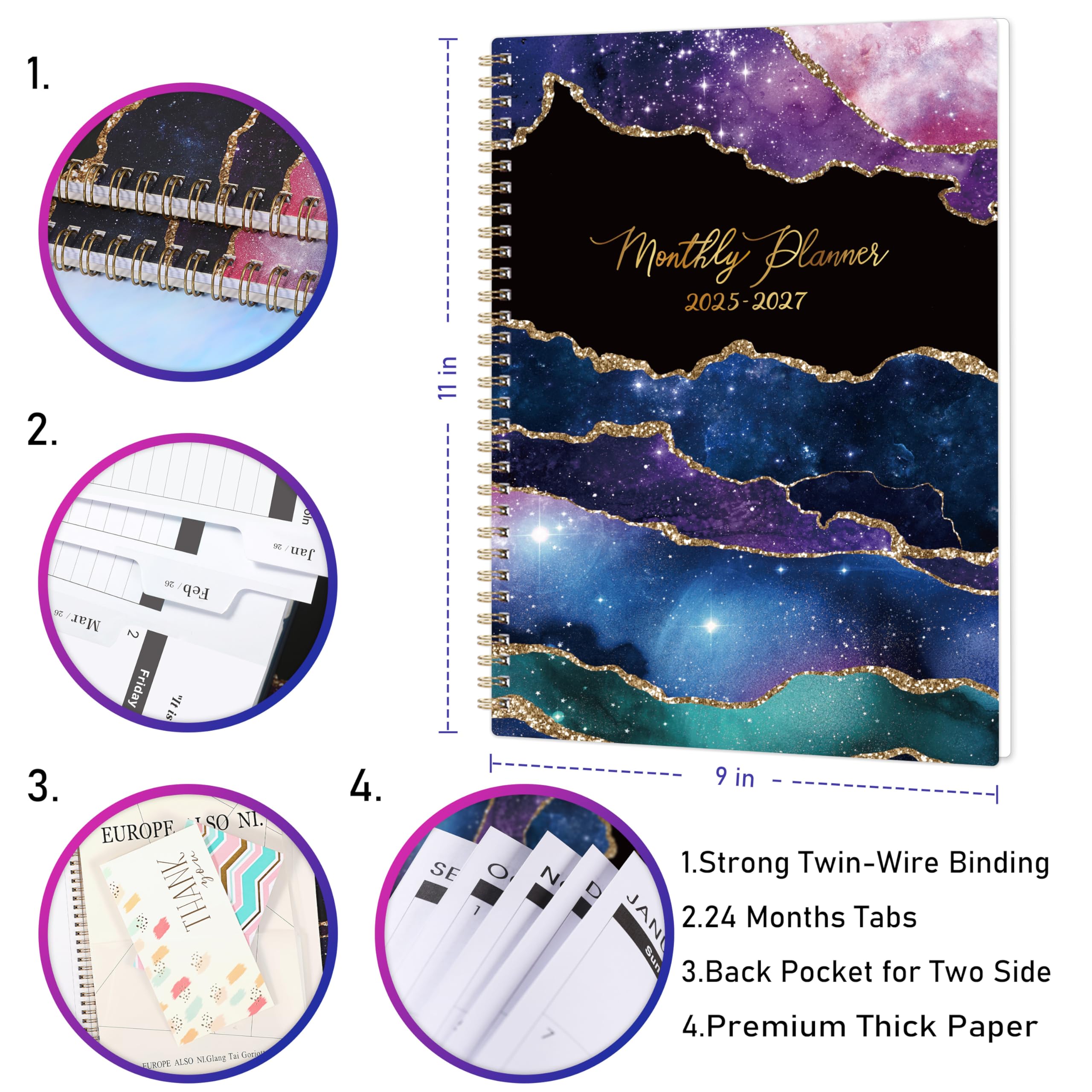 2025-2027 Monthly Planner | 2 Year Calendar Organizer July 2025 to June 2027 | 9