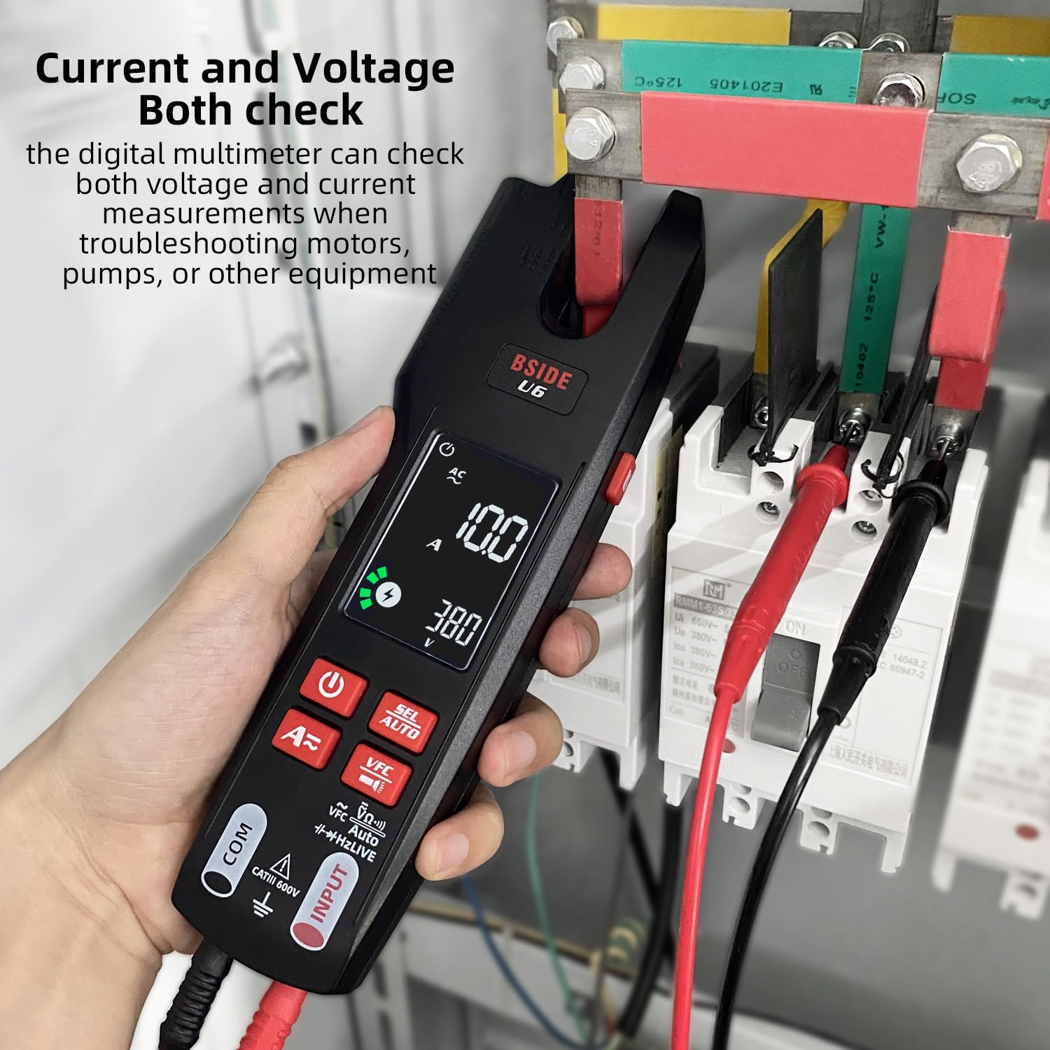 BSIDE Digital Clamp Meter - 9999 Counts Multimeter with AC/DC Current Tester, Infrared Thermometer, VFC Capacitance & Diode Check - Rechargeable Battery for Home Electrical Repair, HVAC & Automotive Diagnostics
