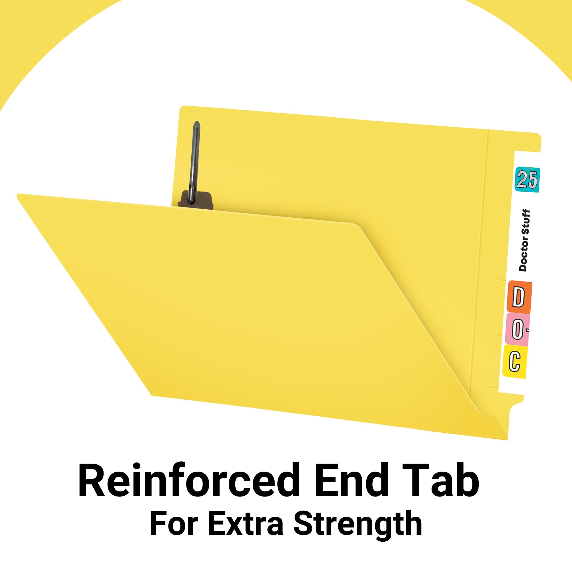 250-Count Yellow Letter Size File Folders - 14pt Reinforced End Tab with 2