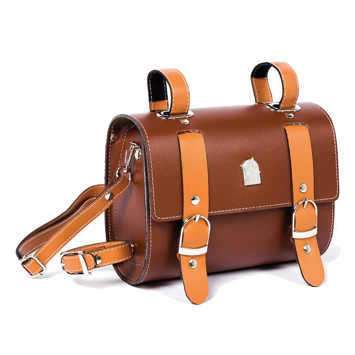 Vintage Leather PU Bicycle Saddle Bag - Waterproof Handlebar Frame Tool Bag for Cycling Accessories | Perfect for Commuting, Touring & Outdoor Adventures (Brown)