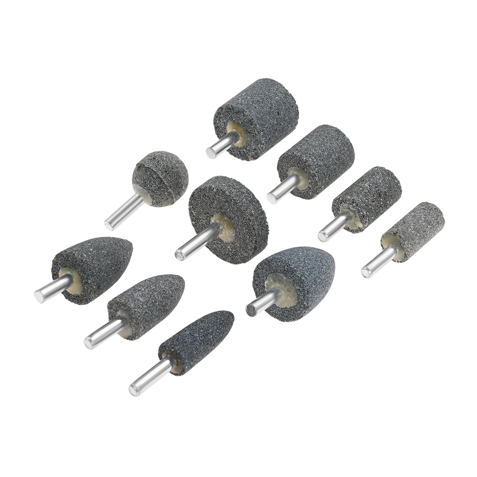 10Pcs Aluminum Oxide Mounted Grinding Stones Set - 1/4