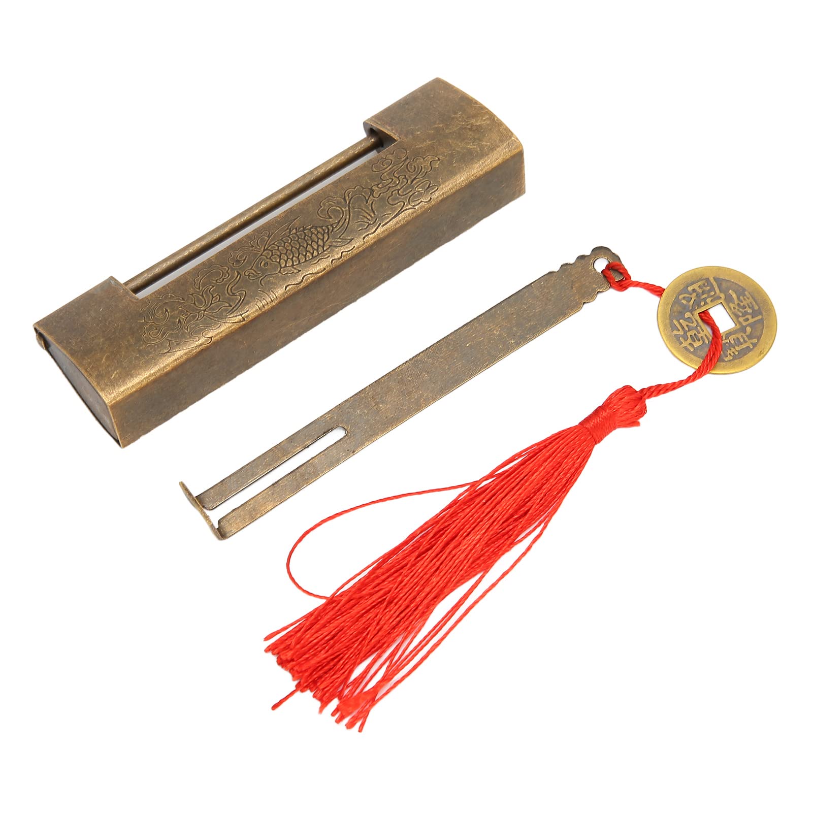 Jeanoko Antique Bronze Horizontal Padlock - Durable Multipurpose Fish Design Padlock for Toolboxes, Lockers & Storage Cases - Perfect for Tool Organization, Home Security & Vintage Decor
