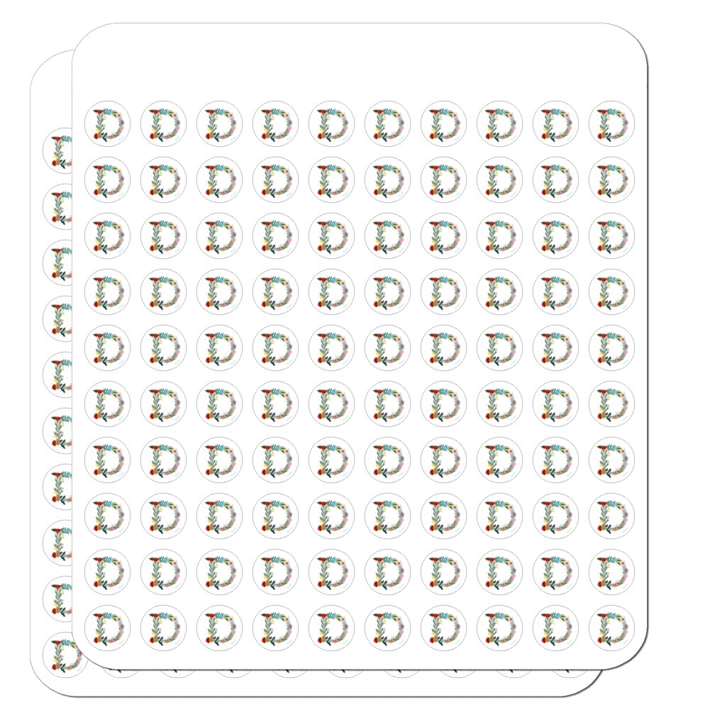 Floral Monogram Letter D Stickers for Planners, Calendars, Scrapbooking & DIY Crafts - Perfect for Bullet Journals, Scrapbook Pages, and Handmade Greeting Cards