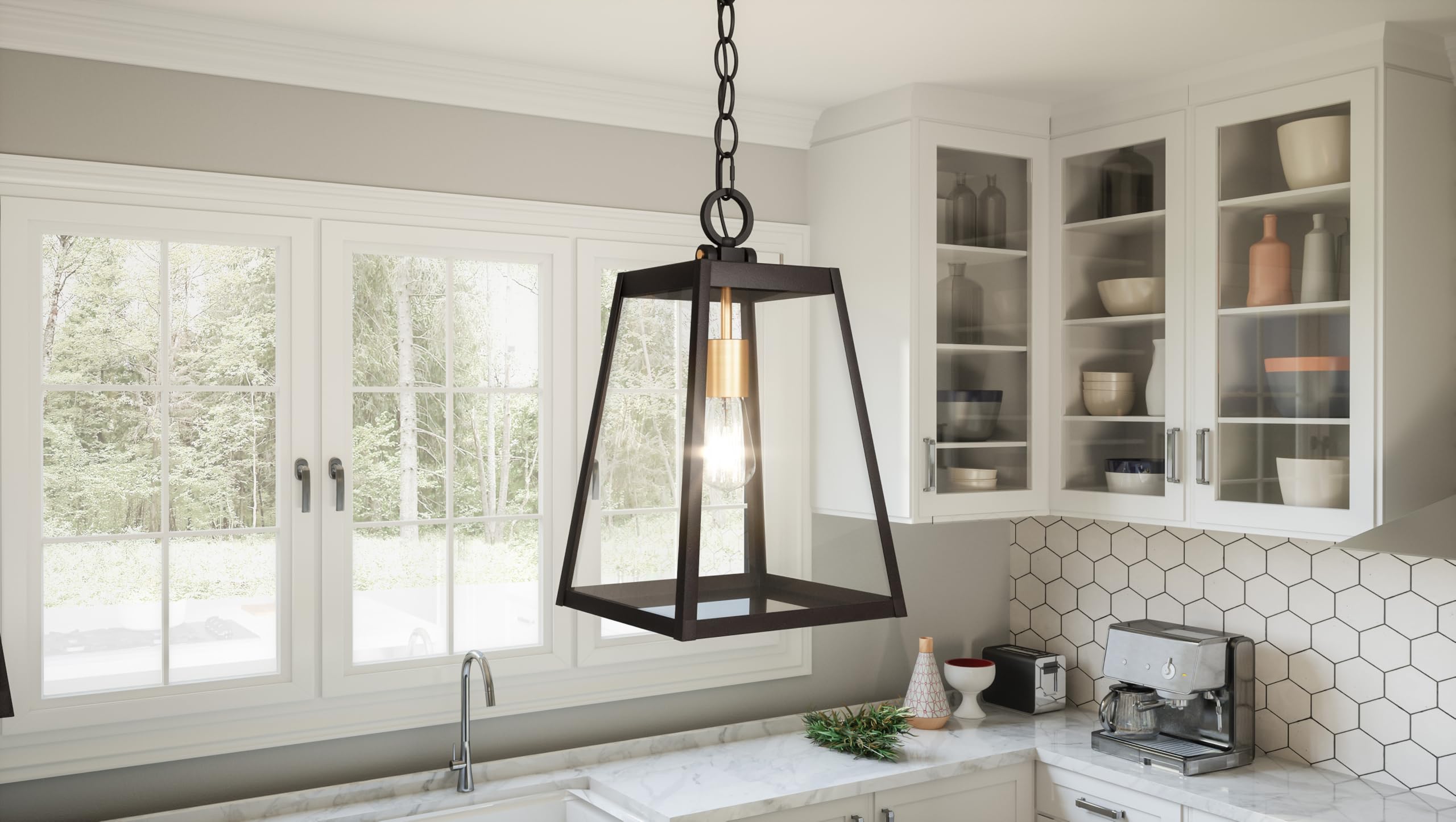 Quoizel Amberly Grove 1-Light Western Bronze Mini Pendant Light - Rustic Ceiling Fixture for Kitchen Island, Dining Room & Bedroom Lighting