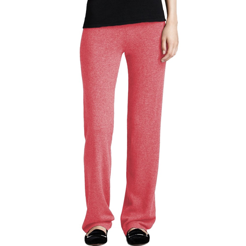 Parisbonbon Women's 100% Cashmere Pants - Ultra Soft Coral Pink Winter Trousers in Size 3XS | Perfect for Lounge, Travel & Cold Weather Comfort