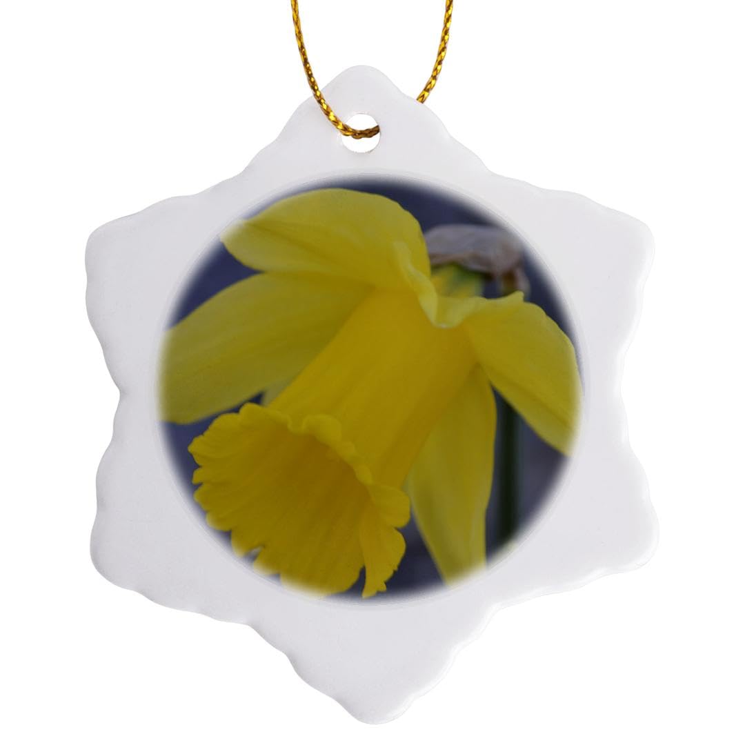3D Yellow Daffodil Flower Spring Photography Snowflake Ornament - 3 Inch Decorative Hanging Decor for Home, Office, or Gift Giving - Perfect for Easter, Mother's Day & Spring Celebrations