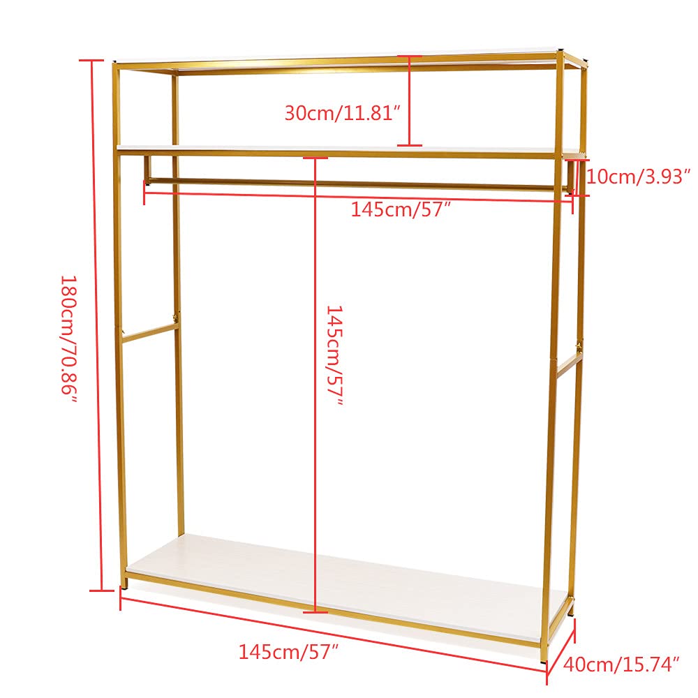 Gdrasuya10 Modern Clothes Rack - Sturdy Metal Square Garment Rack with Shelves for Wedding Dresses & Bridal Gowns | Perfect for Bedroom, Closet & Boutique Organization