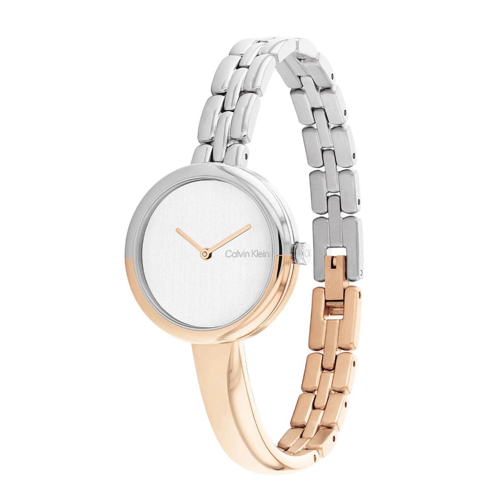 Calvin Klein Women's Watch with White Dial & Two-Tone Stainless Steel Strap - Model 25200281 | Elegant Timepiece for Office, Party & Everyday Wear