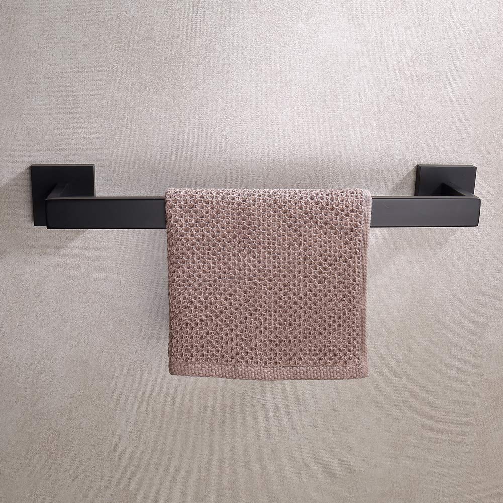16 Inch Black Stainless Steel Towel Bar - Heavy Duty SUS 304 Bathroom & Kitchen Towel Holder with Wall Mount Screws - Matte Black Finish for Modern Home Decor (Perfect for Bathrooms, Kitchens, Laundry Rooms & Spa Areas)