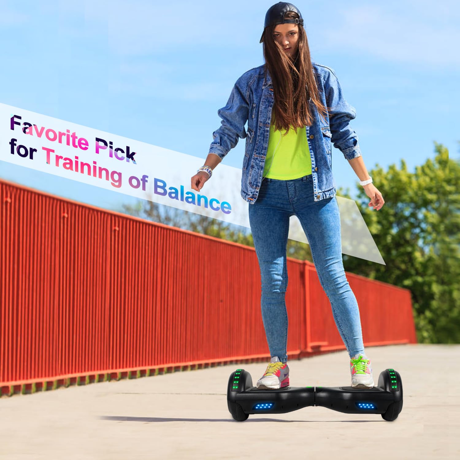 6.5 Inch Self Balancing Hoverboard with Bluetooth & LED Lights - Electric Scooter for Kids & Teens - Perfect for Commuting, Outdoor Fun & Birthday Gifts