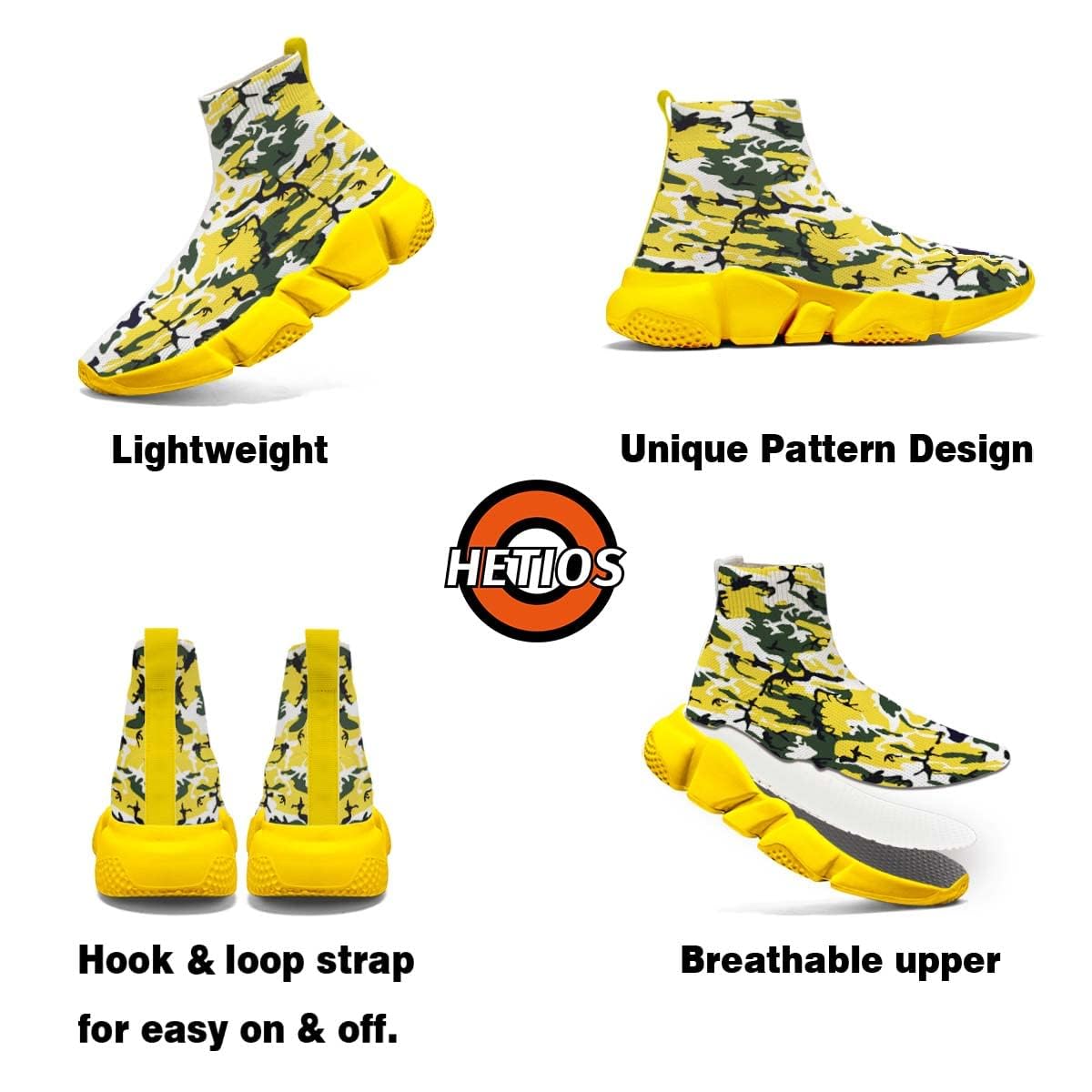 Hetios Men's Camouflage Running Shoes - Lightweight Breathable Walking & Workout Sneakers for Men, Non-Slip Casual Athletic Shoes for Gym, Hiking, and Outdoor Activities