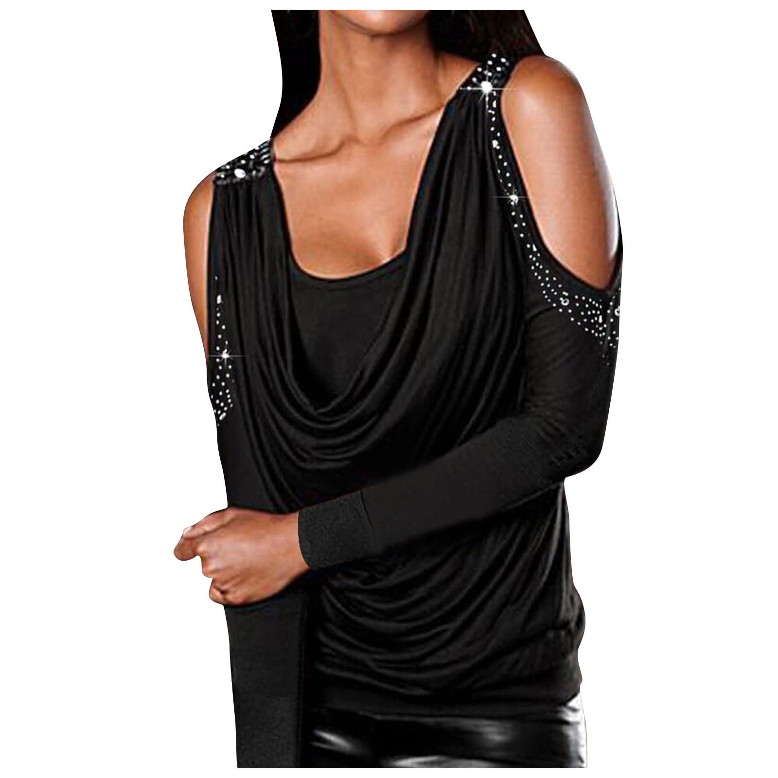 Sexy Cold Shoulder Long Sleeve Summer Tops for Women - Casual Low Cut Loose Blouse & Cute Tunic Shirt | Perfect for Beach, Party & Date Night Outfits
