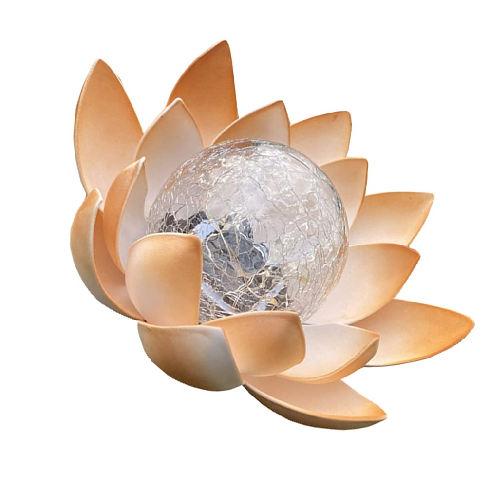 Yardwe Vintage Solar Light - Amber Crackle Glass Globe with Gray Metal Flower Base - Outdoor Patio, Lawn, Walkway, Tabletop & Garden Decoration - Perfect for Romantic Dinners, Pathway Lighting & Backyard Ambiance