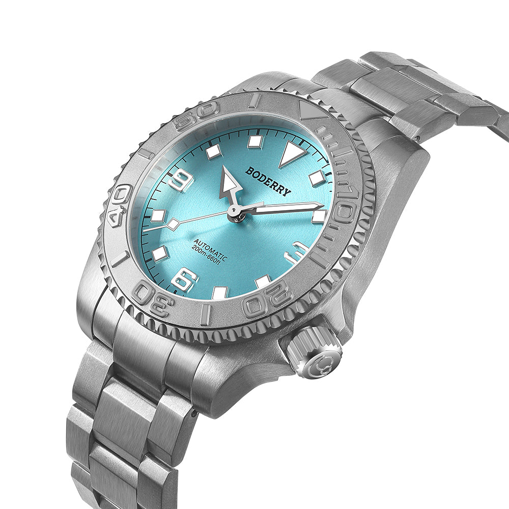 ADMIRAL 3 Hand No Date 200M Waterproof Titanium Automatic Diver Watch for Men - Luxury Blue Dial Stainless Steel Wristwatch for Scuba Diving, Swimming & Outdoor Sports
