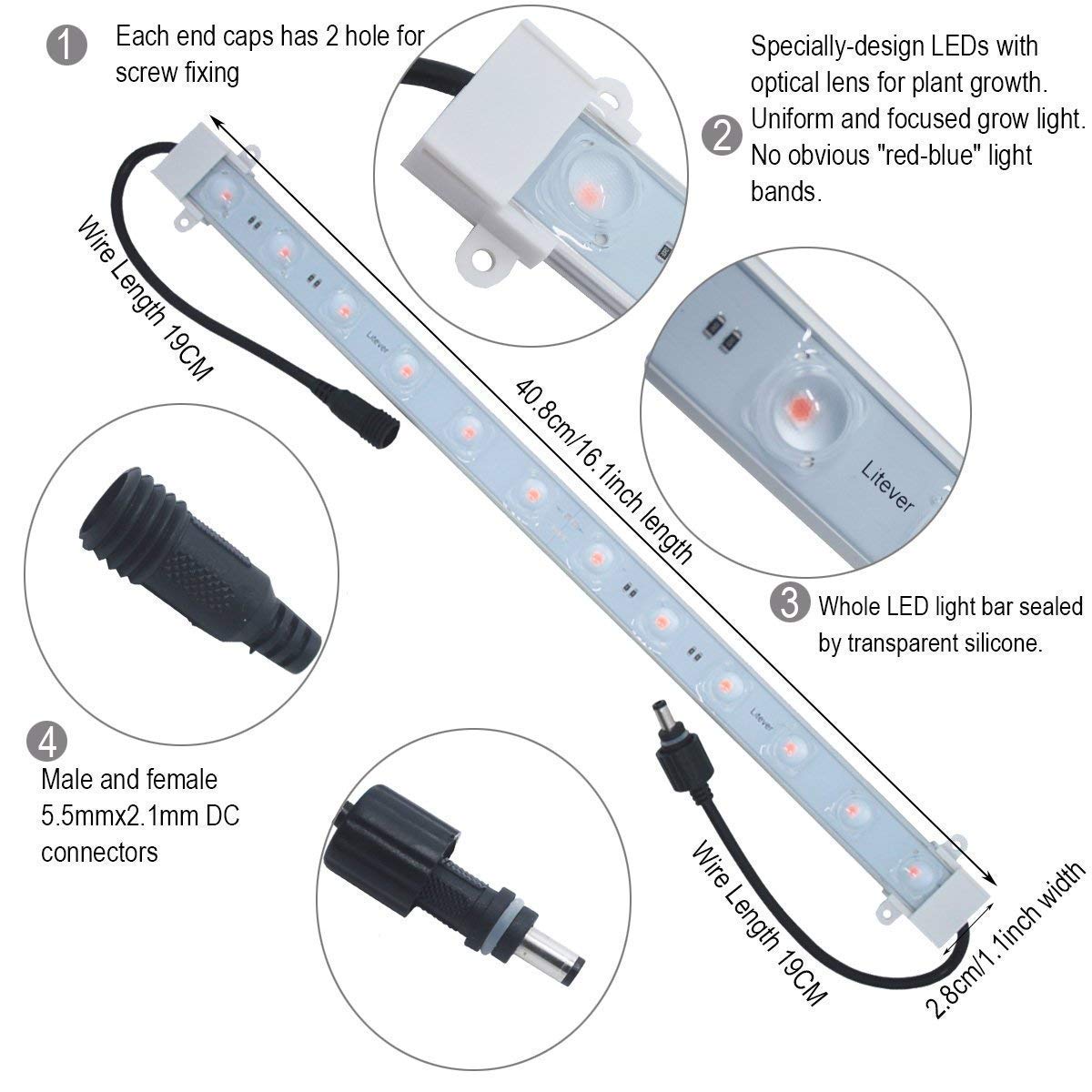 Litever 45W LED Grow Light Strip Kit with Timer for Indoor Plants - Perfect for Hydroponics, Greenhouses, and Home Gardening