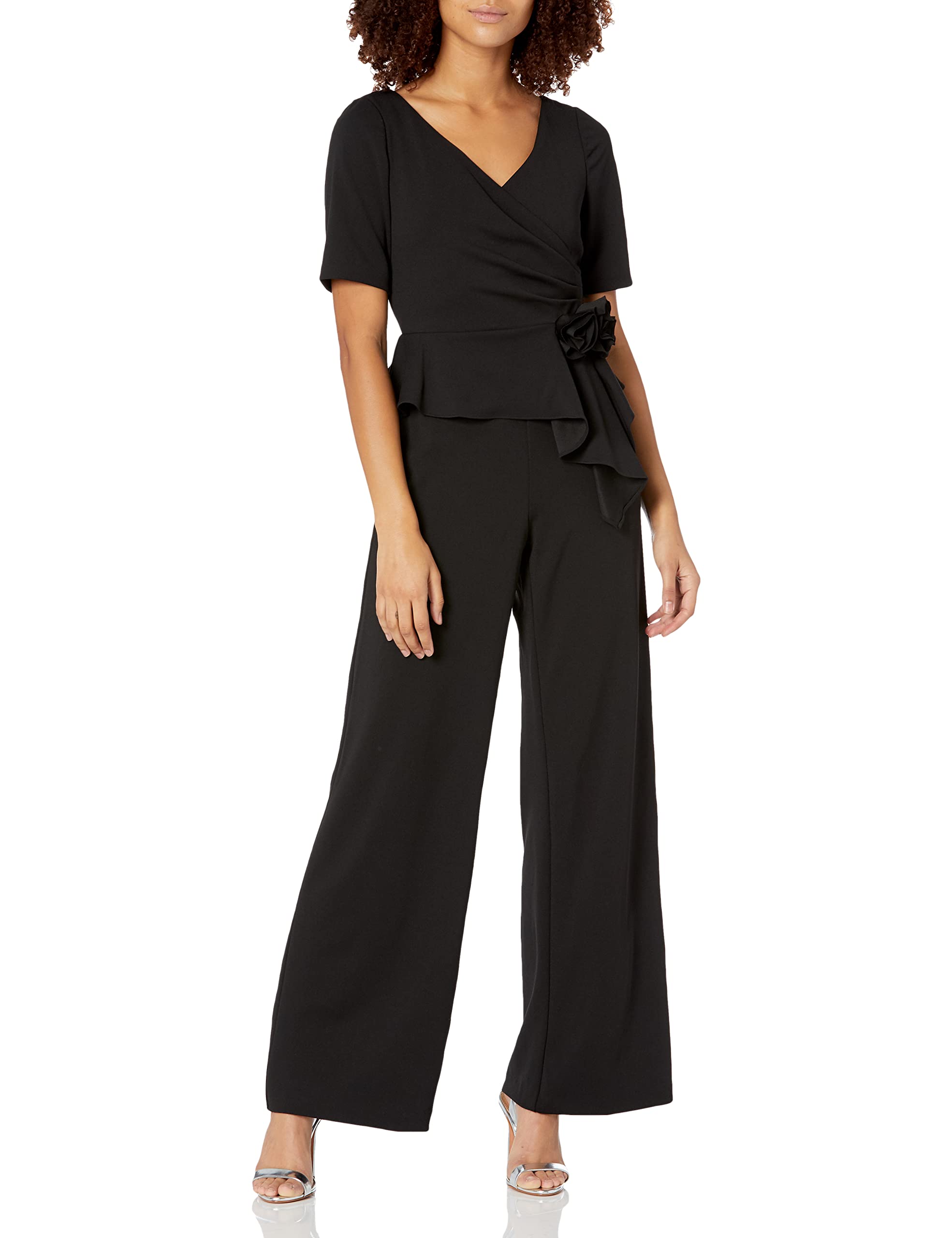 Adrianna Papell Women's Draped Crepe Jumpsuit - Elegant One-Piece Romper for Evening Parties, Weddings & Special Occasions