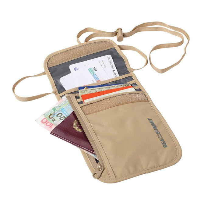 Sea to Summit Travelling Light™ Neck Wallet - RFID Blocking Travel Money Belt for Men & Women - Secure Passport Holder for International Travel, Hiking & Outdoor Adventures