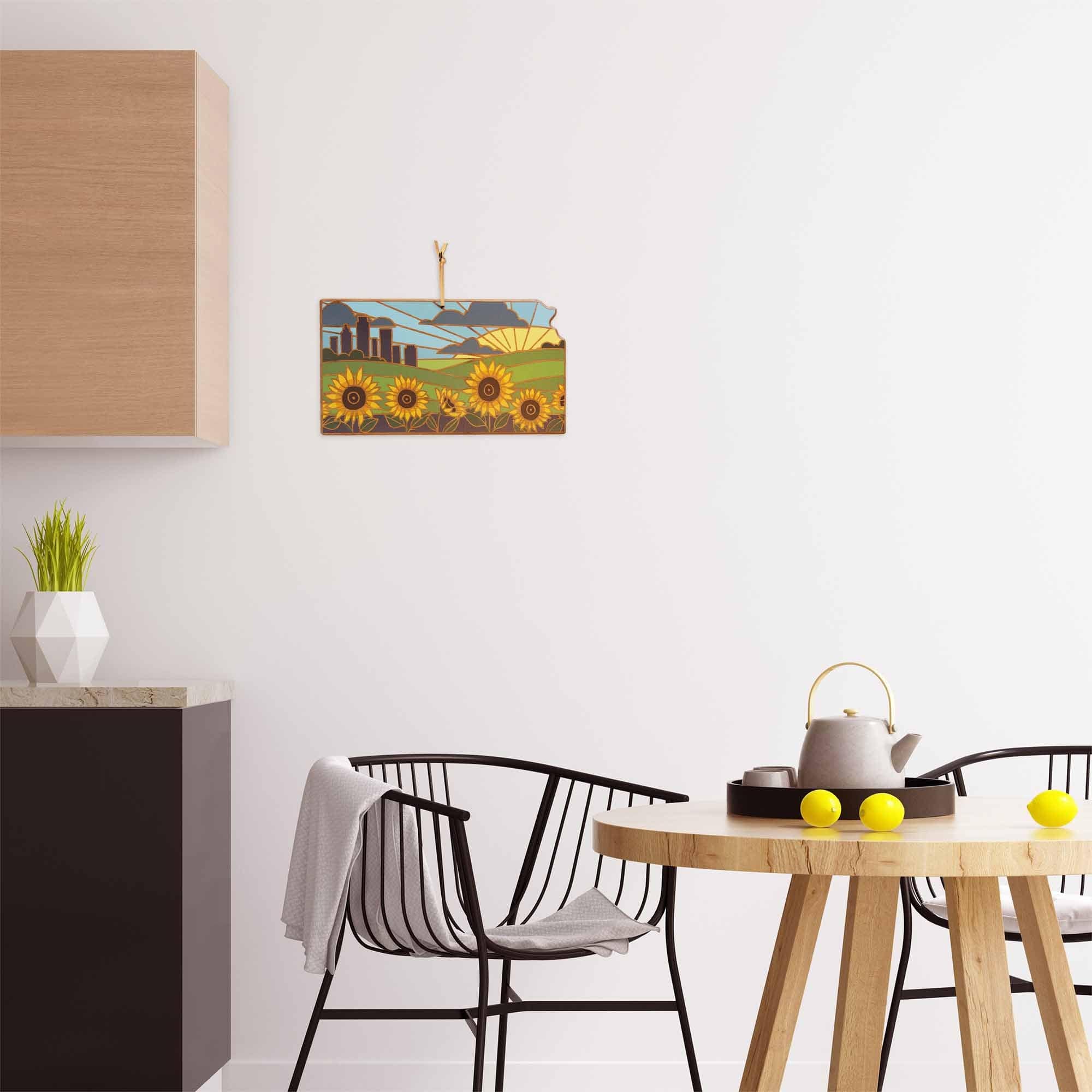 Premium Kansas Themed Wooden Cutting Board - Handcrafted Artwork by Summer Stokes - Perfect for Kitchen Decor & Gift Giving