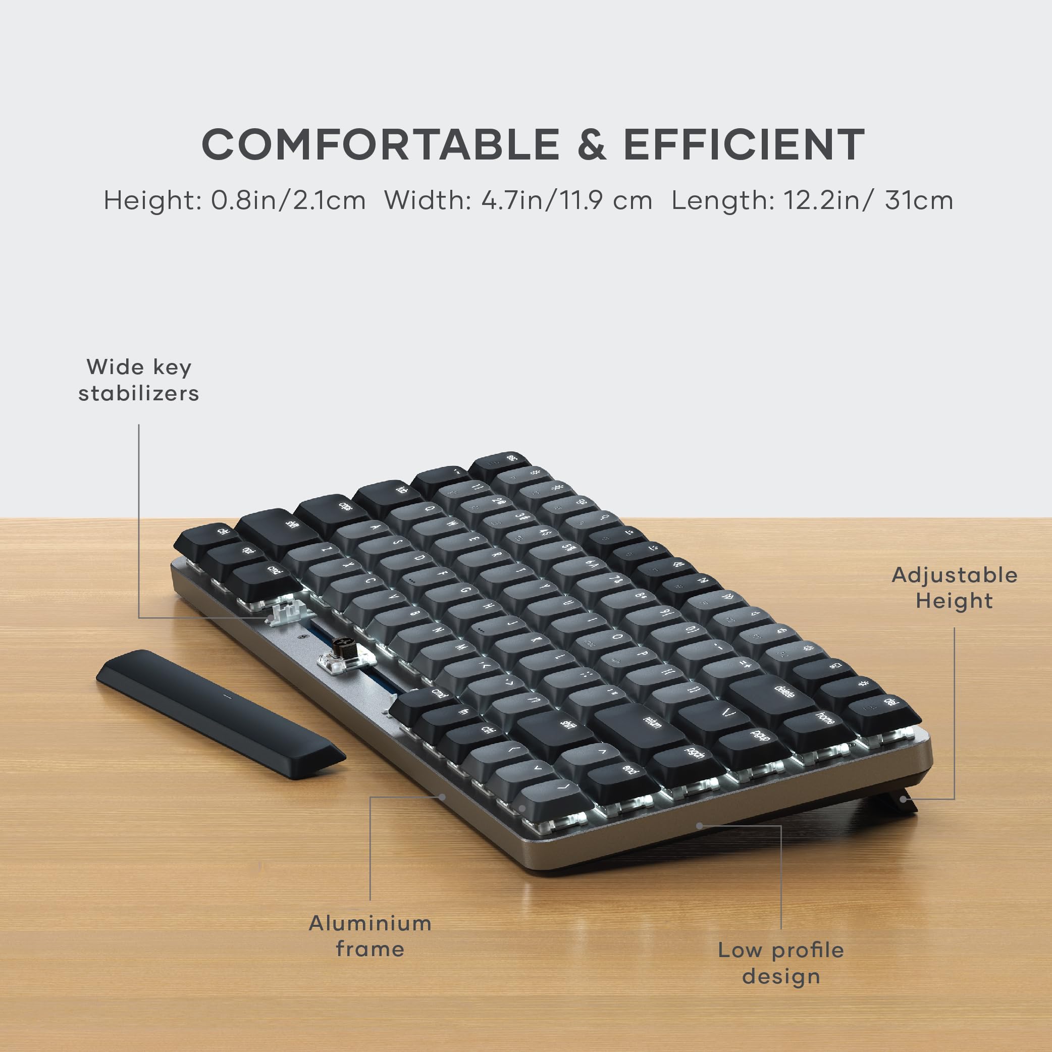 Satechi SM1 75% Mechanical Keyboard - Bluetooth Wireless LED Backlit Gaming Keyboard (84 Keys Compact Design) for Mac & Windows - Dark Gray/Gray | Perfect for Office Work, Gaming & Programming