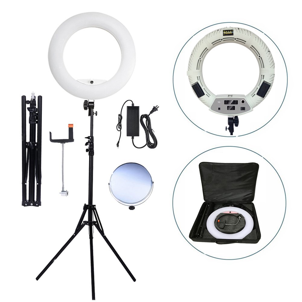 Yidoblo 18-inch Dimmable LED Ring Light Kit with Digital Display (3200K-5500K) for Camera, Smartphone, YouTube, TikTok, Portrait & Studio Photography - Perfect for Selfies, Live Streaming, and Video Content Creation