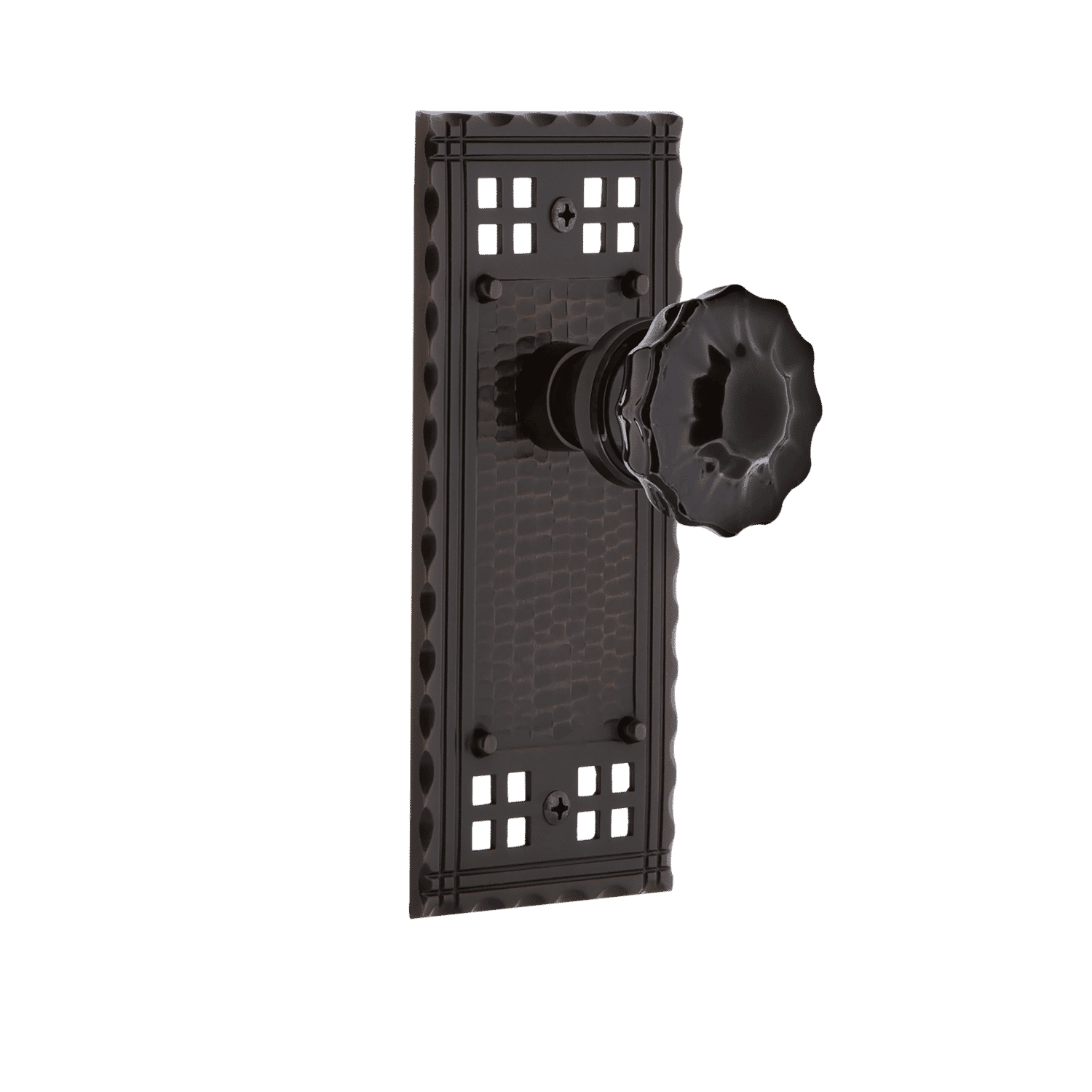 Craftsman Long Cabinet Plate with Black Crystal Knob - Timeless Bronze Finish for Kitchen, Bathroom & Furniture Hardware Upgrade
