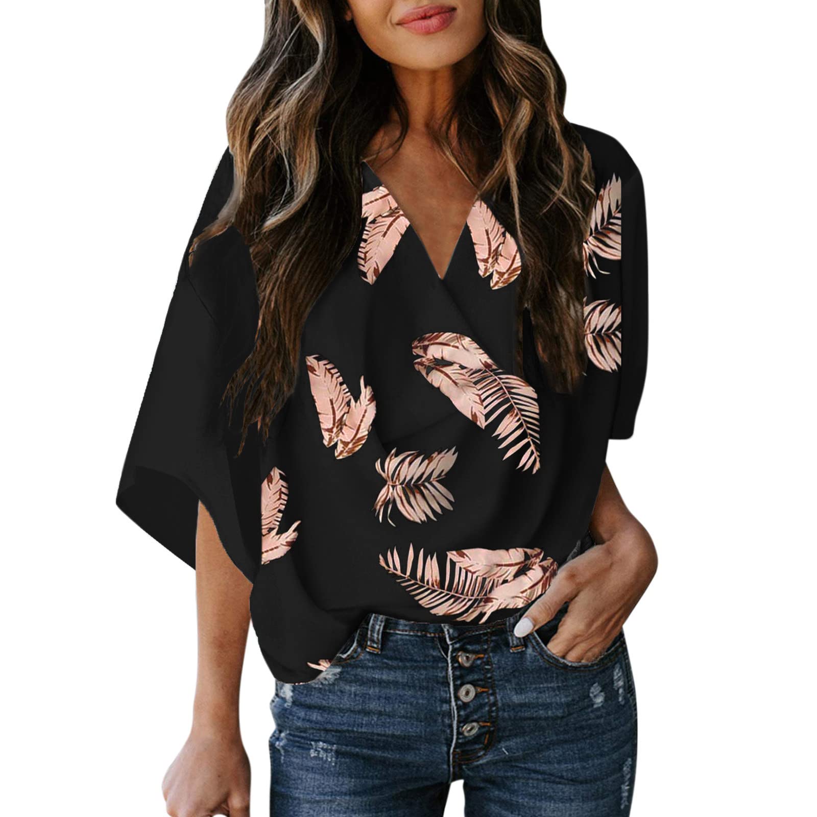 SPORTTINstm Women's Summer Tops - Sexy Loose Casual Printed Short Sleeve T-Shirts, Plus Size Baggy Shirts (Yellow, XXL) | Perfect for Beach Outings, Casual Wear & Summer Fashion