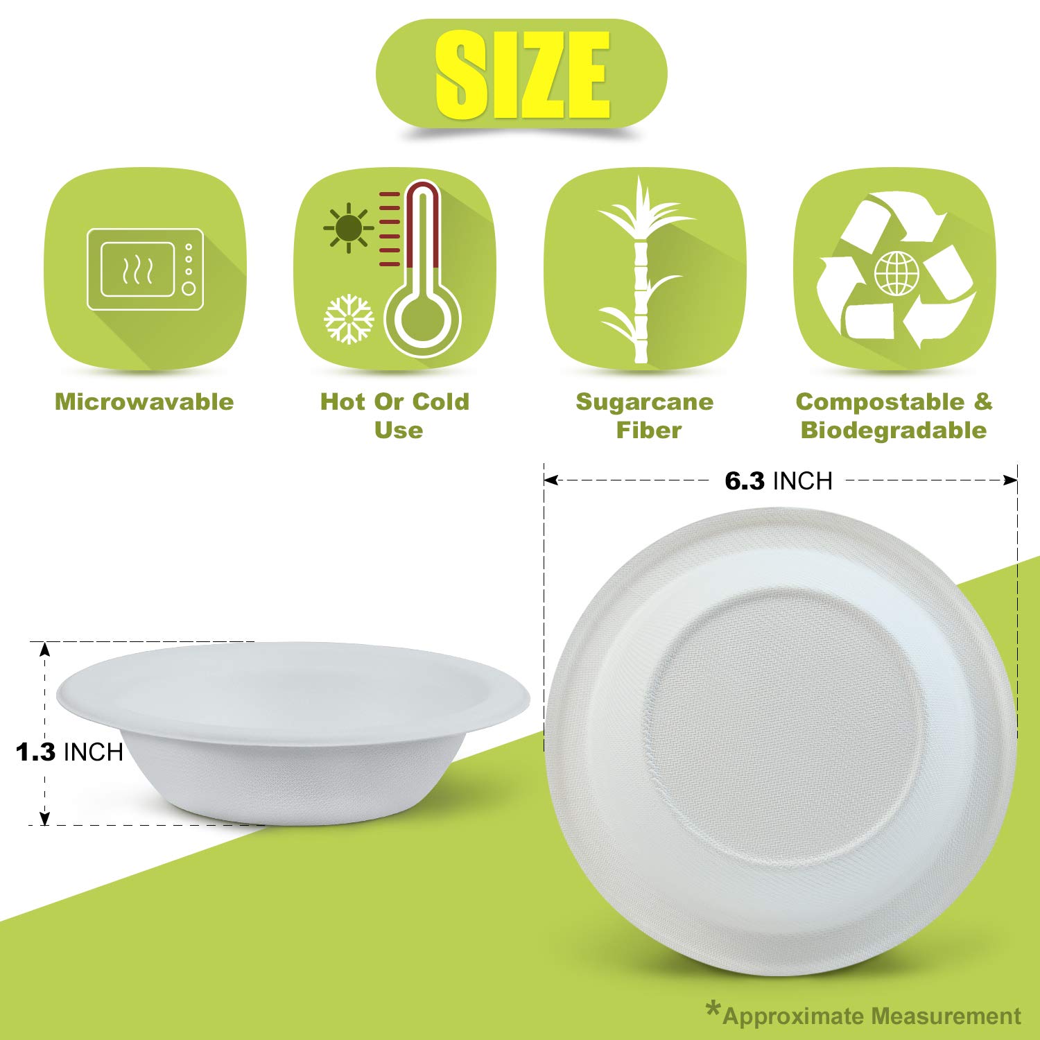12 oz Compostable Bowls (1000 Count) - Eco-Friendly Disposable Tableware Made from Natural Sugarcane Fiber - Perfect for Parties, Picnics & Everyday Use