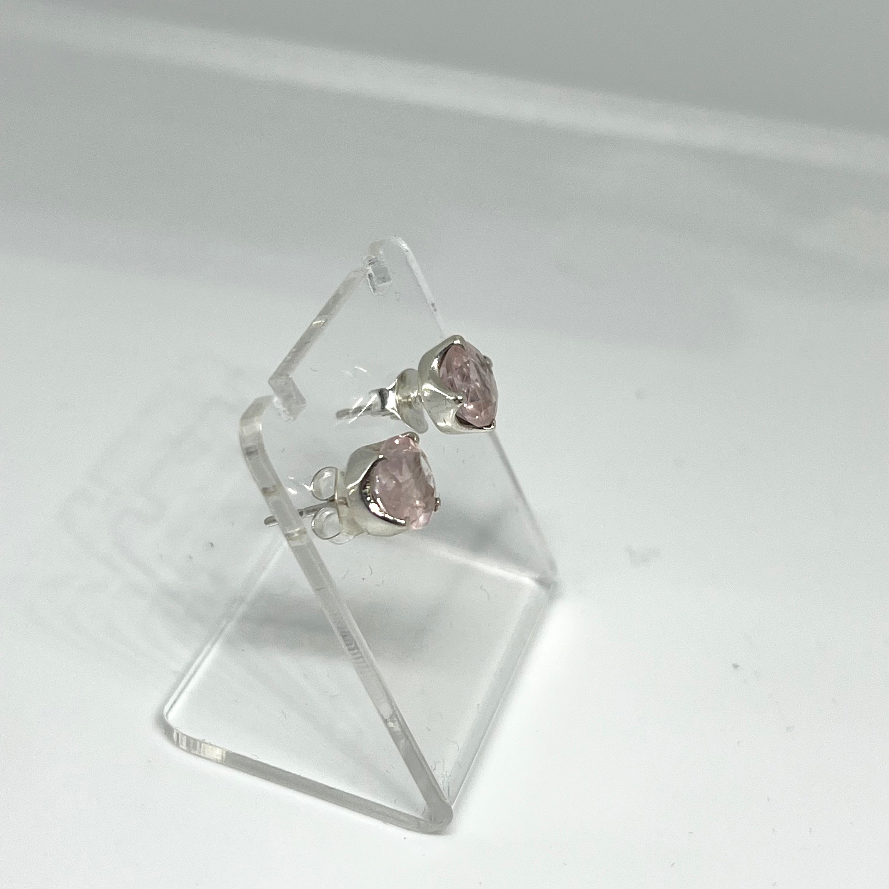 Morganite Round Faceted Gemstone 4-Prong Stud Earrings for Women - PSE012 | Elegant Jewelry for Weddings, Parties & Everyday Wear