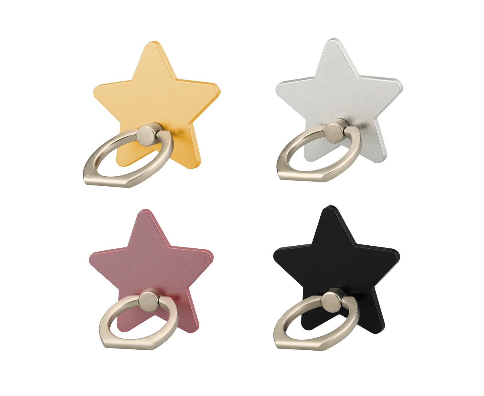 4-Pack Star Phone Ring Holder - 360° Rotating Universal Phone Grip & Kickstand for iPhone, Samsung, Most Smartphones & Tablets (4 Colors) - Perfect for Hands-Free Viewing, Gaming & Video Calls