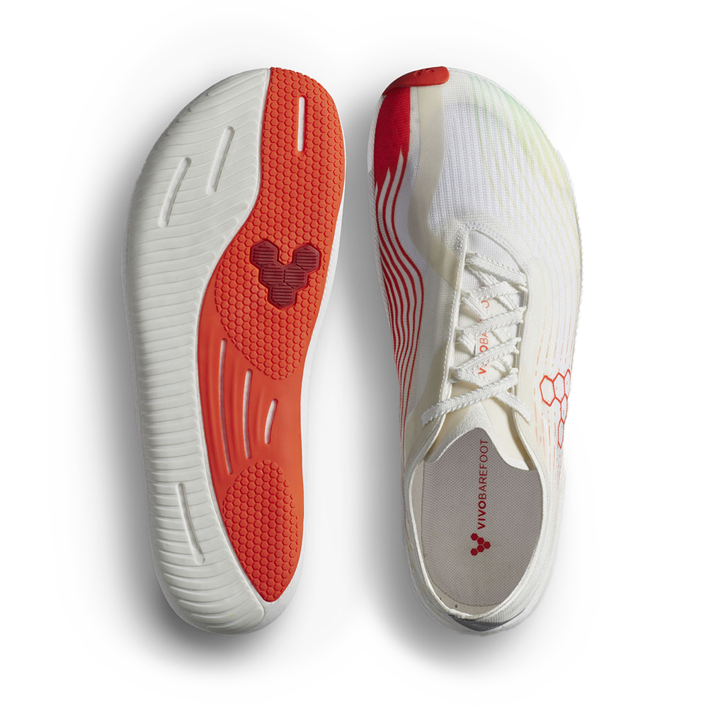 Vivobarefoot Primus Flow Women's Barefoot Shoes - Bright White & Neon Orange | Lightweight & Flexible for Running, Hiking & Everyday Wear