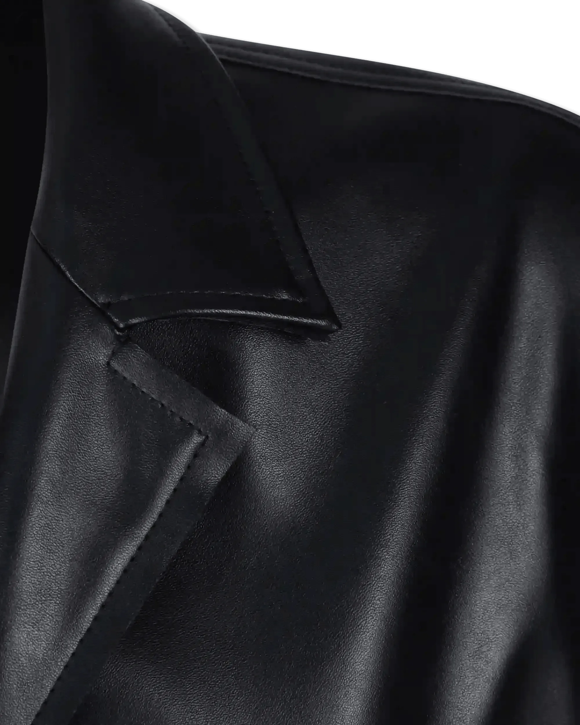 Stylish Belted Faux Leather Trench Coat for Women - Waterproof Long Jacket with Adjustable Waist - Perfect for Fall, Winter & Office Wear