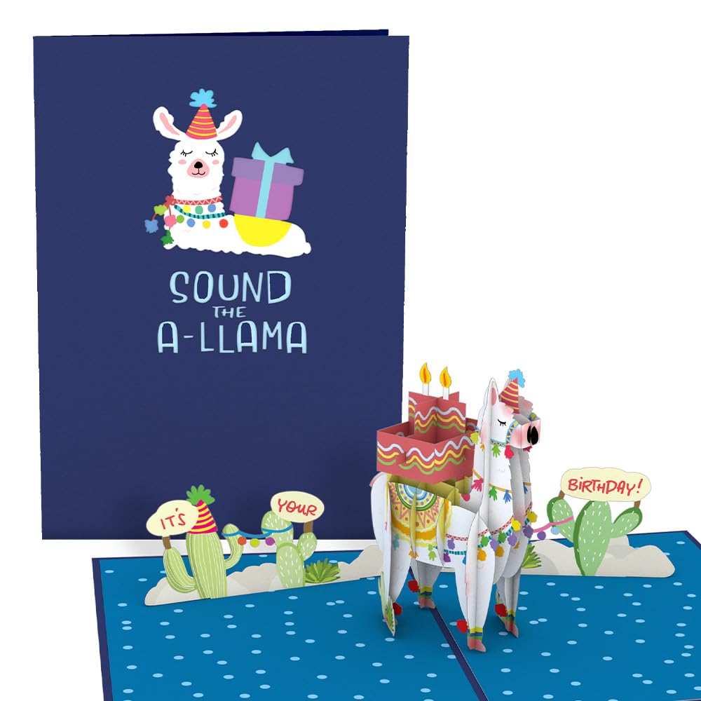 Lovepop 3D Animal Pop-Up Birthday Card - Sound The A-Llama Greeting Card for Women & Men (5