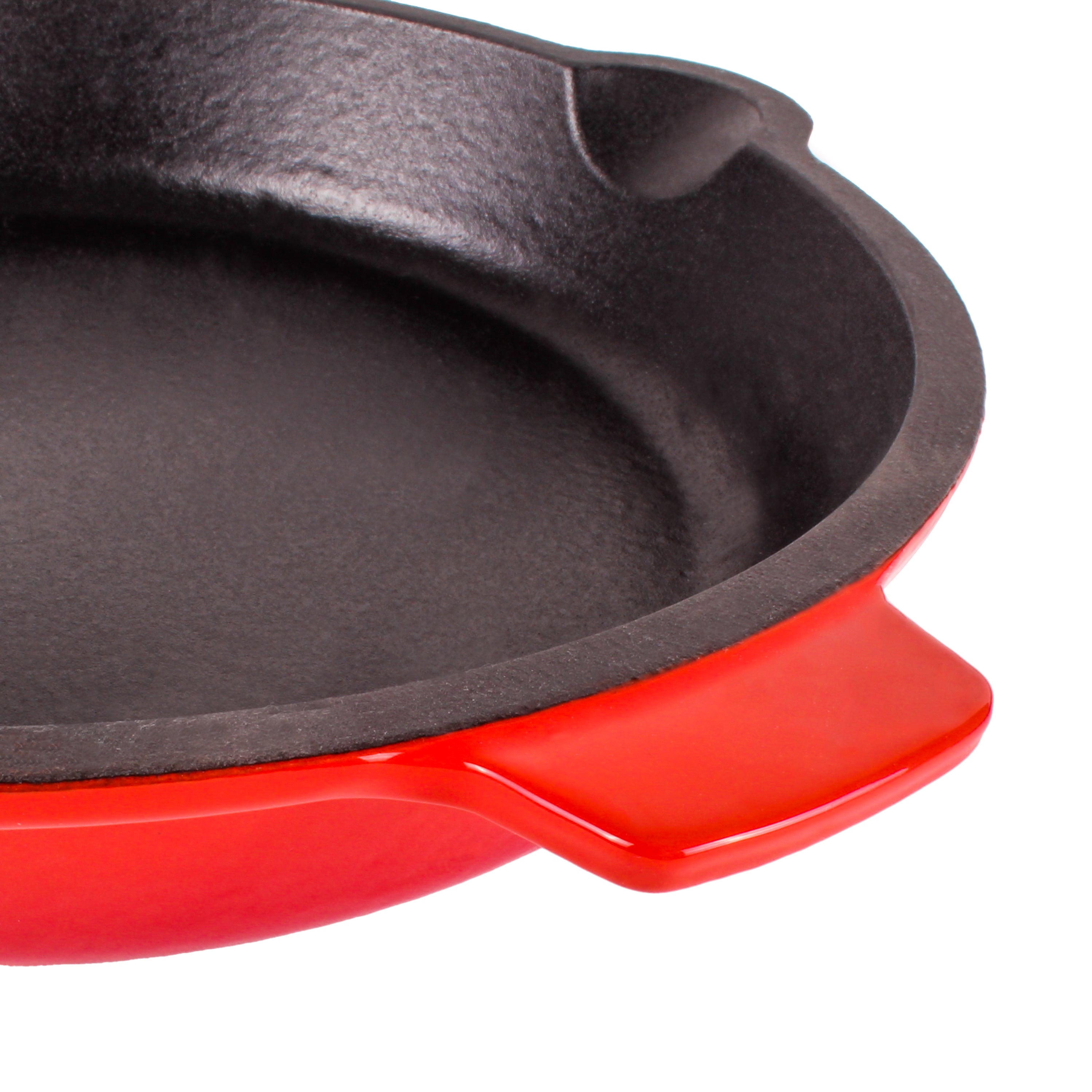 BergHOFF Neo 3-Piece Cast Iron Cookware Set - Red Fry Pan, Grill Pan & Slotted Steak Press | Heavy Duty Non-Stick Skillet for Searing, Grilling & Cooking Steaks | Perfect for Stovetop, Oven & Outdoor BBQ Use