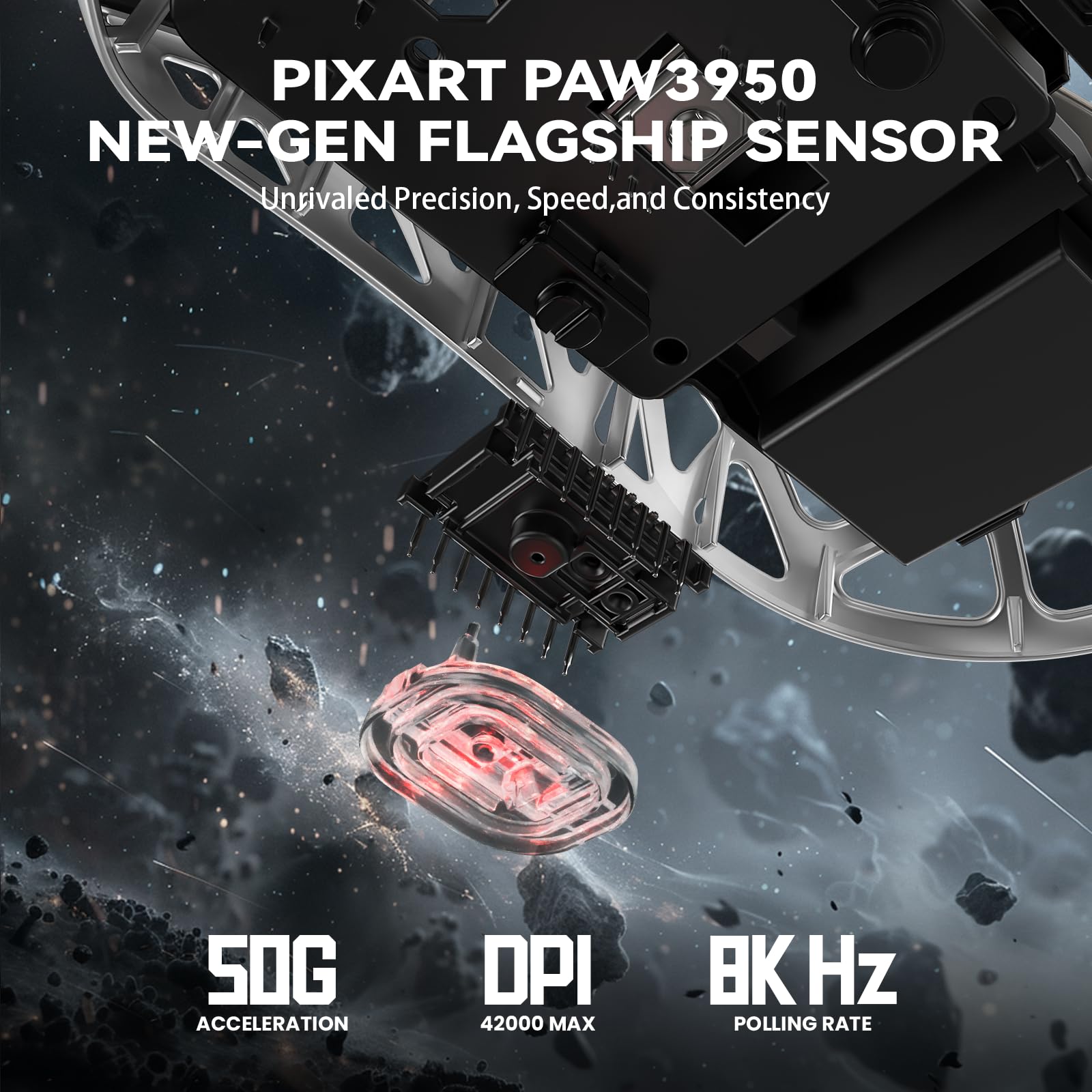 Attack Shark R2PRO 45g Ultra-Light Magnesium Alloy Gaming Mouse - PAW3950 Sensor, 42000DPI, 8000Hz Wireless, Tri-Mode (2.4G/Bluetooth/Wired), Programmable Buttons, Coiled Cable - Compatible with PC/Mac (White) - Perfect for Esports, FPS, MOBA & Office Work