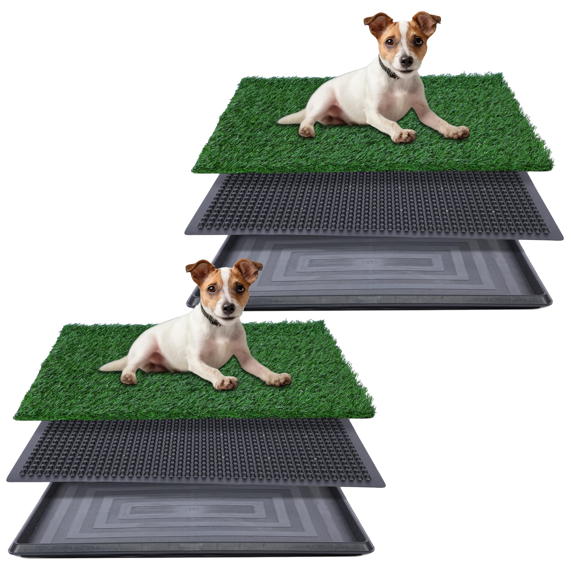 Premium Artificial Grass for Dog Potty Training – 20x25 Inch, High Absorbency Grass Pad with Tray, Indoor/Outdoor Puppy Litter Box (2-Pack) – Perfect for Apartments, Balconies & Pet-Friendly Homes