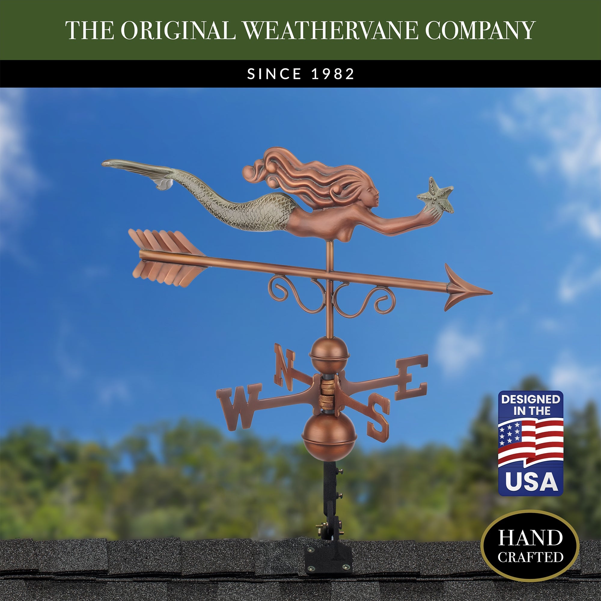Little Mermaid Weathervane - Decorative Outdoor Garden Ornament for Disney Fans, Coastal & Nautical Themed Yards