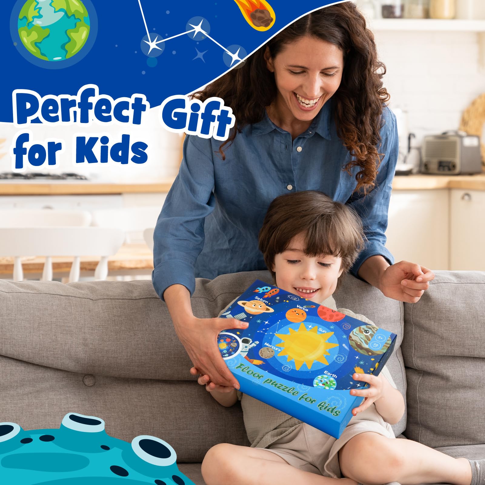 Funblitz Solar System Puzzle for Kids Ages 3-8 - Educational Space Toys with Planets - STEM Learning Gifts for Boys & Girls - Perfect for Classroom, Birthday & Homeschool Astronomy Activities