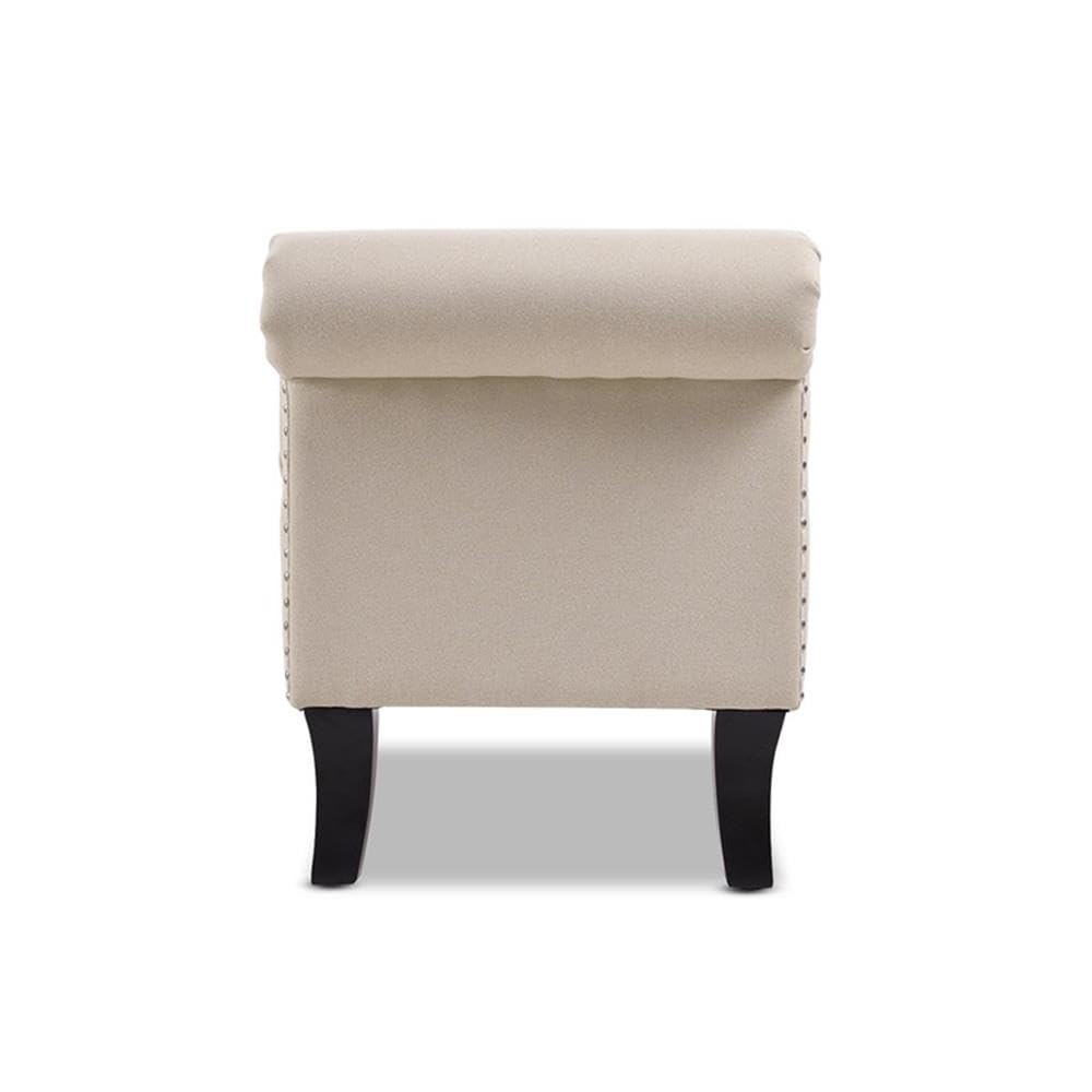 MAKLAINE Modern Roll Arm Entryway Accent Bench in Sky Neutral - Stylish Upholstered Storage Bench for Hallway, Living Room & Bedroom - Perfect for Small Space Decor & Extra Seating