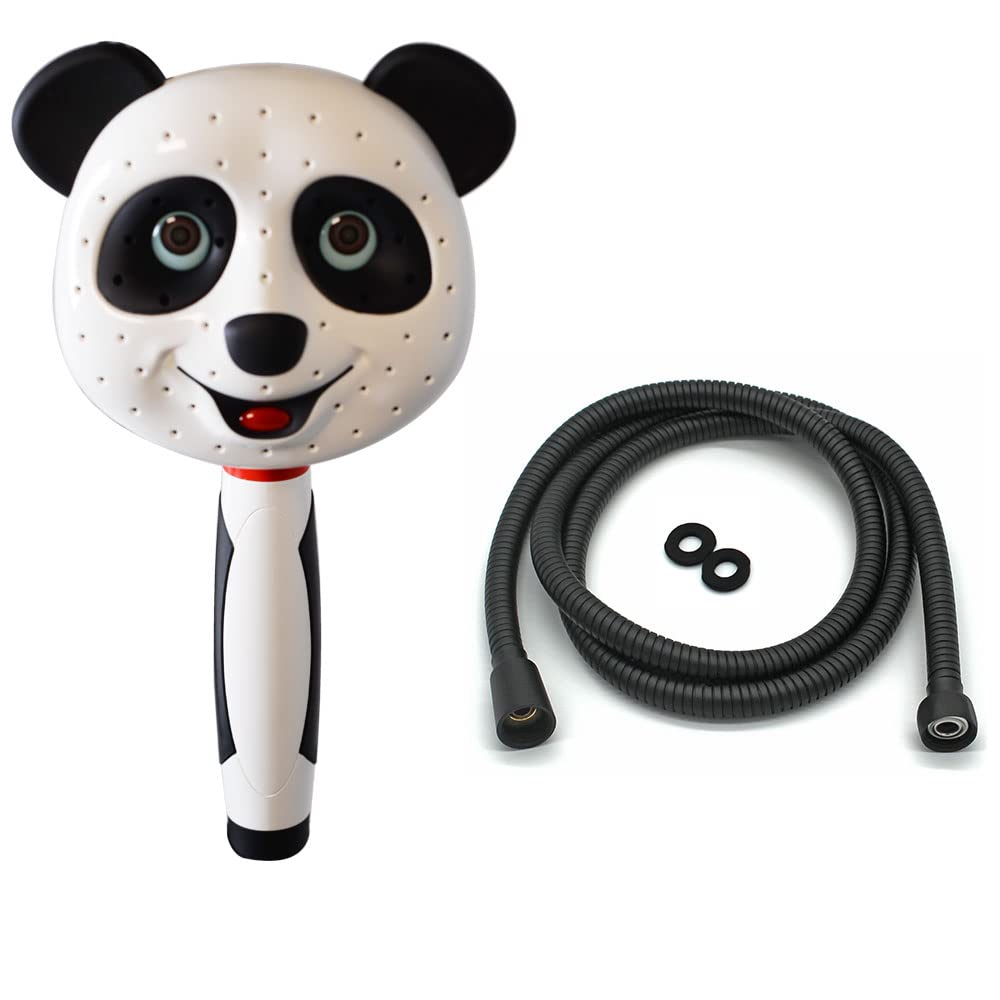 Westbrass SCH700P-62 No-Drill Adjustable Height Slide Extension Bar with 5-Function Rainfall Shower Head & Panda Handheld Sprayer - Matte Black - Perfect for Bathroom Renovation & Spa-Like Shower Experience
