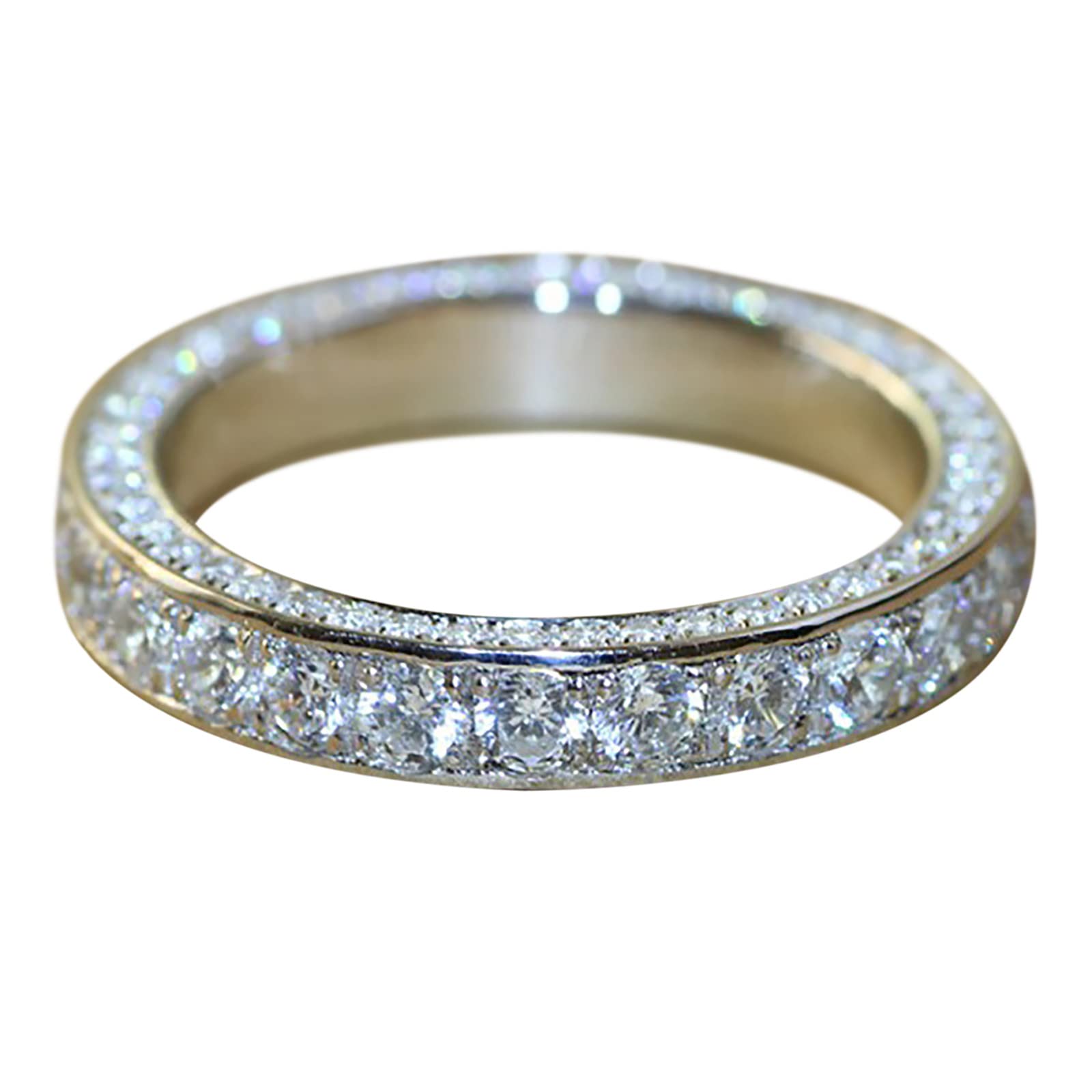 925 Sterling Silver Shiny Full Diamond Ring - Cubic Zirconia CZ Wedding Band for Women | Elegant Eternity Engagement Ring for Anniversary, Proposal & Special Occasions