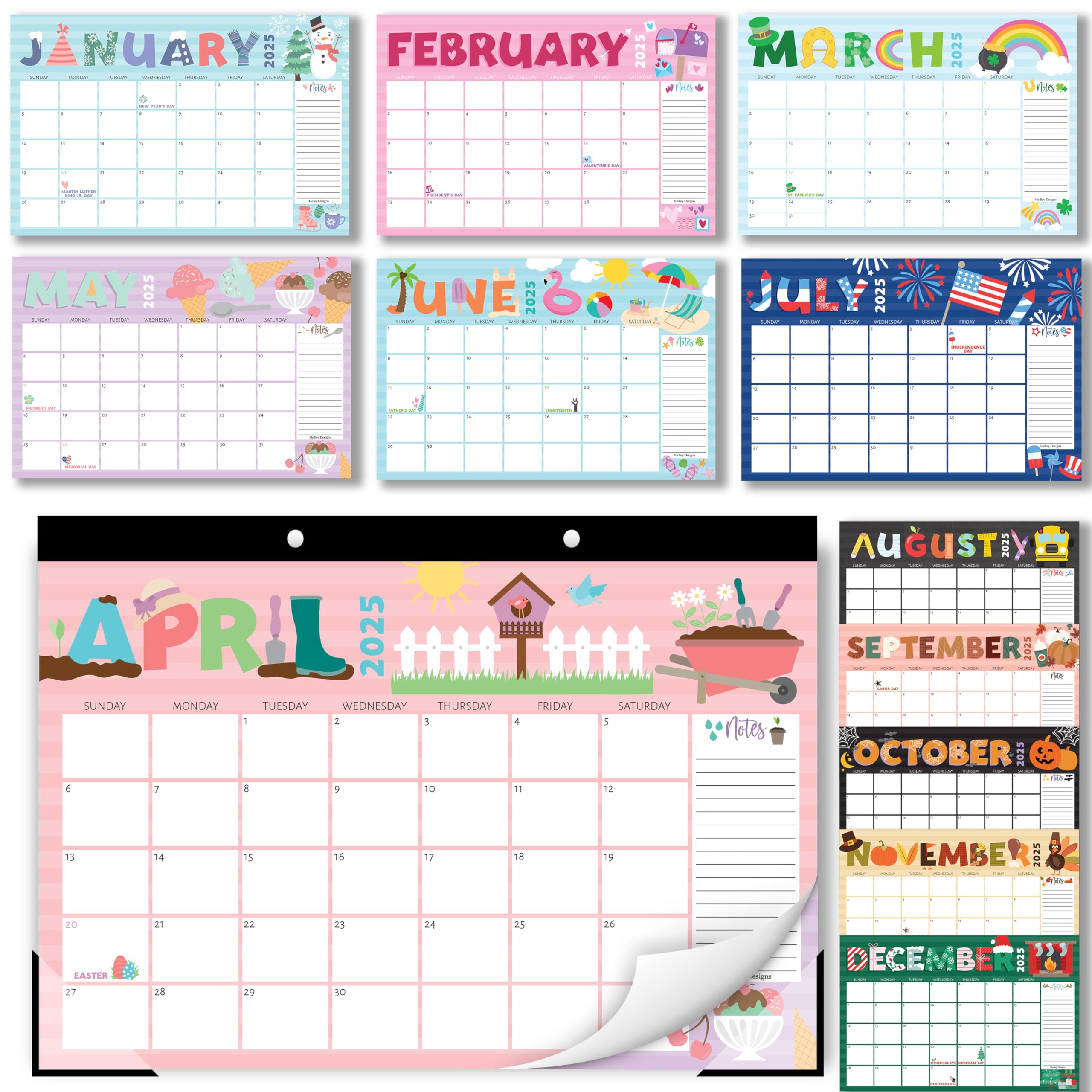 Hadley Designs 2025-2026 Large 18-Month Desk Calendar - 17