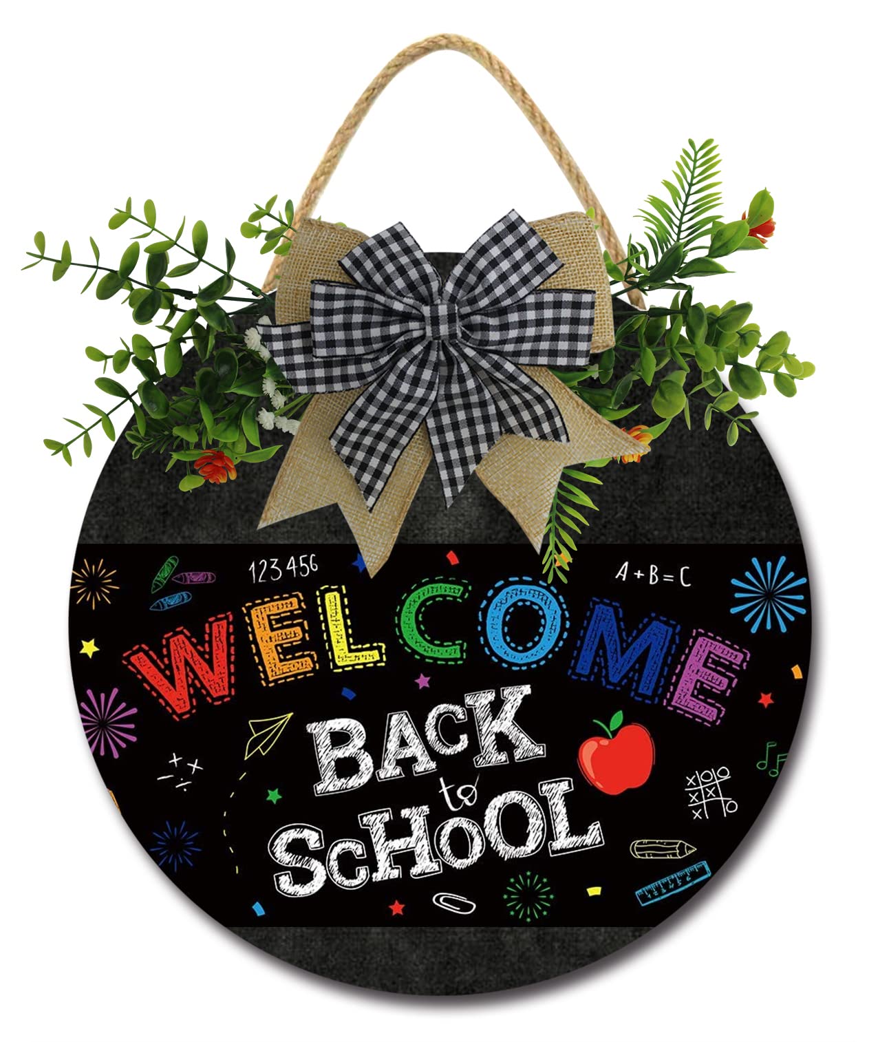 Welcome Back to School Door Sign - Classroom Door Hanger Decor for Preschool, Elementary & Middle School - Front Door Wreath Decorations - Perfect for Classroom Decor, Teacher Gifts & School Entrance Decorations