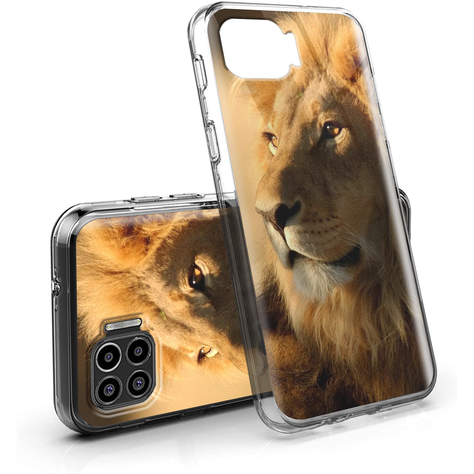Moto One 5G UW Case & Moto G 5G Plus Clear Case with Lion King Design - Slim Dual Layer TPU Bumper + Hard PC Protective Phone Cover for Motorola 6.7