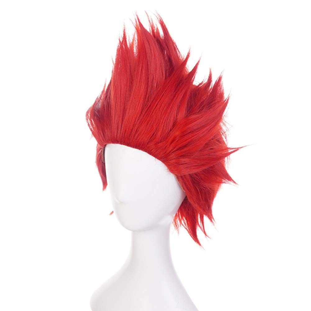 ANOGOL Short Red Anime Cosplay Wig - Synthetic Spiky Angry Wig for Men | Halloween, Christmas Party Costume | Perfect for Cosplay, Themed Parties & Costume Events