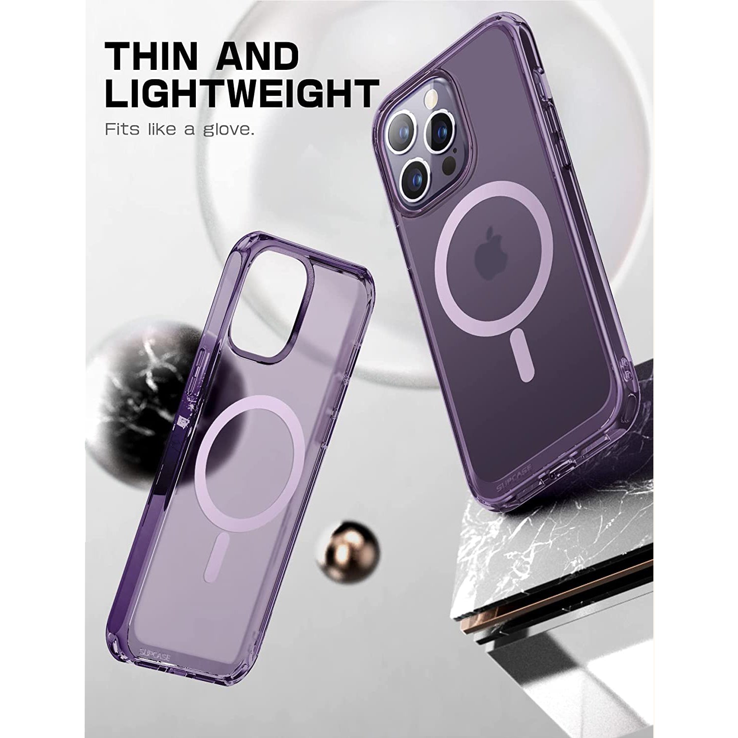 iPhone 14 Pro Max 6.7 Inch Unicorn Beetle MAG Slim Clear MagSafe Case - Purple Fog | Shockproof Protective Cover with Magnetic Alignment for Wireless Charging | Perfect for Work, Travel & Outdoor Activities