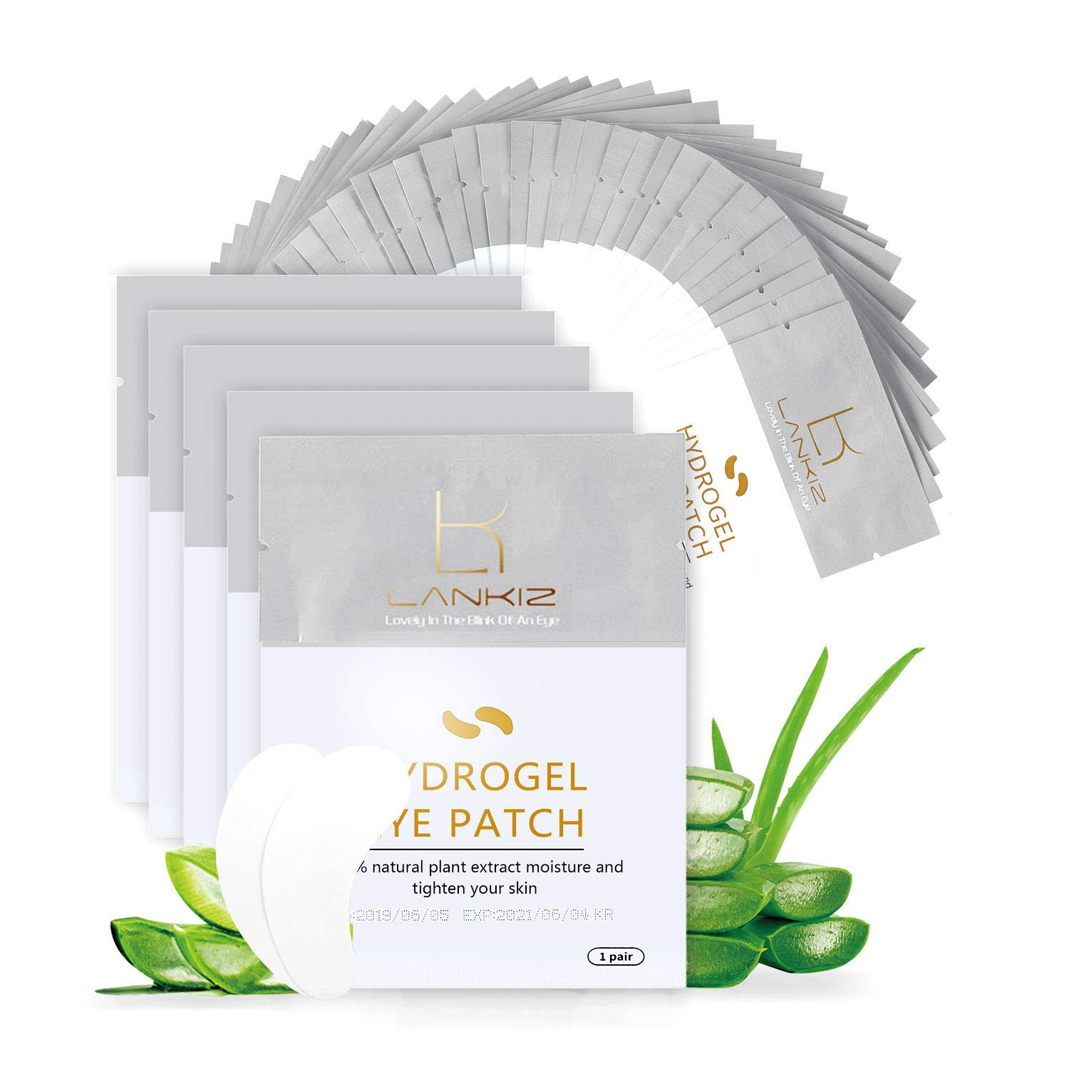 LANKIZ 100 Pairs Under Eye Gel Pads for Lash Extensions - 100% Natural Plant Extract Collagen Hydrogel Eye Mask | Dark Circle & Puffiness Relief | Moisturizing & Lint-Free | Perfect for Spa, Travel & Night Skincare Routine