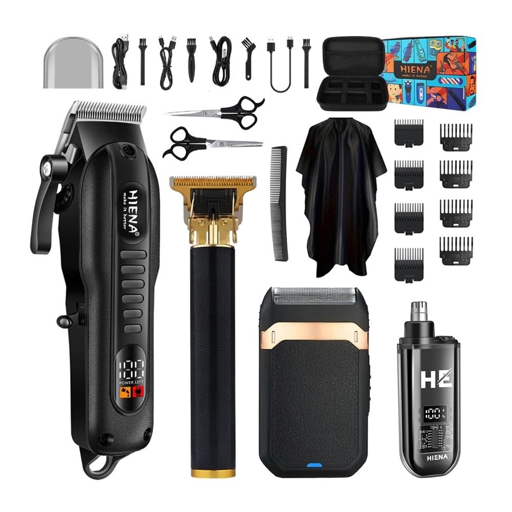 Premium Professional Barber Kit - Electric Hair Trimmer & Nose Hair Trimmer for Men, Rechargeable Grooming Set for Beard, Mustache & Body Hair | Salon-Quality Shaving at Home, Travel & Professional Use