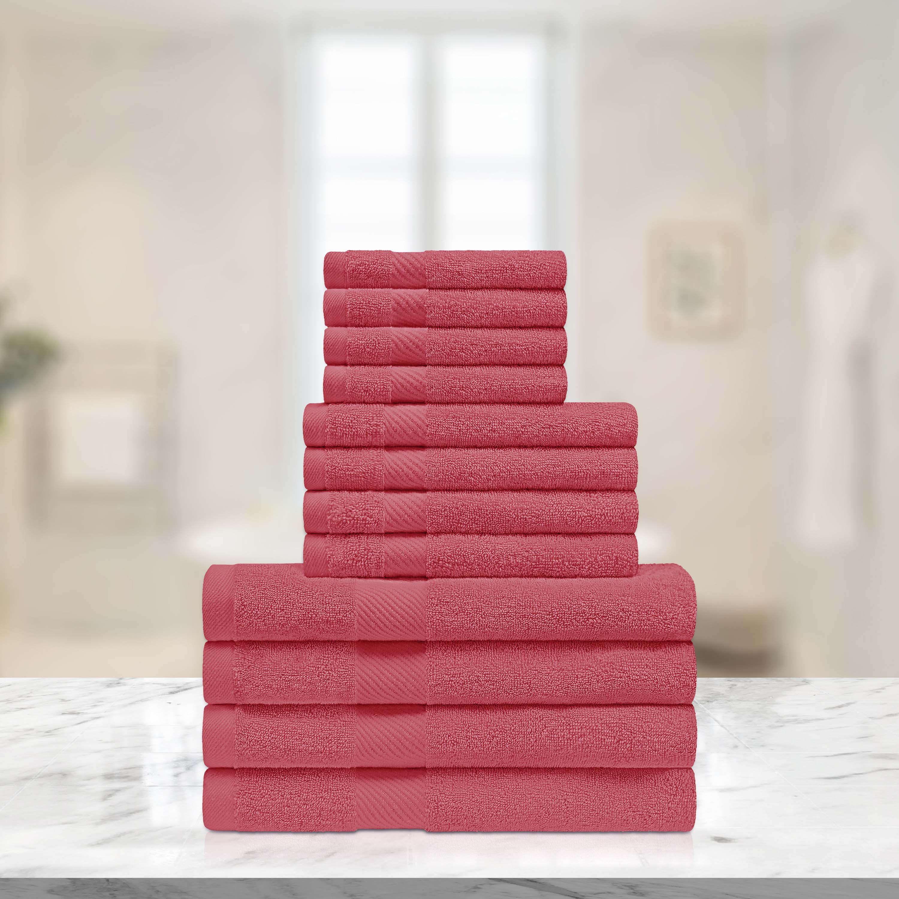 Premium 12-Piece Egyptian Cotton Towel Set - Ultra Soft & Absorbent Bath Towels, Hand Towels & Washcloths - Luxury Spa & Bathroom Essentials for Home & Hotel Use