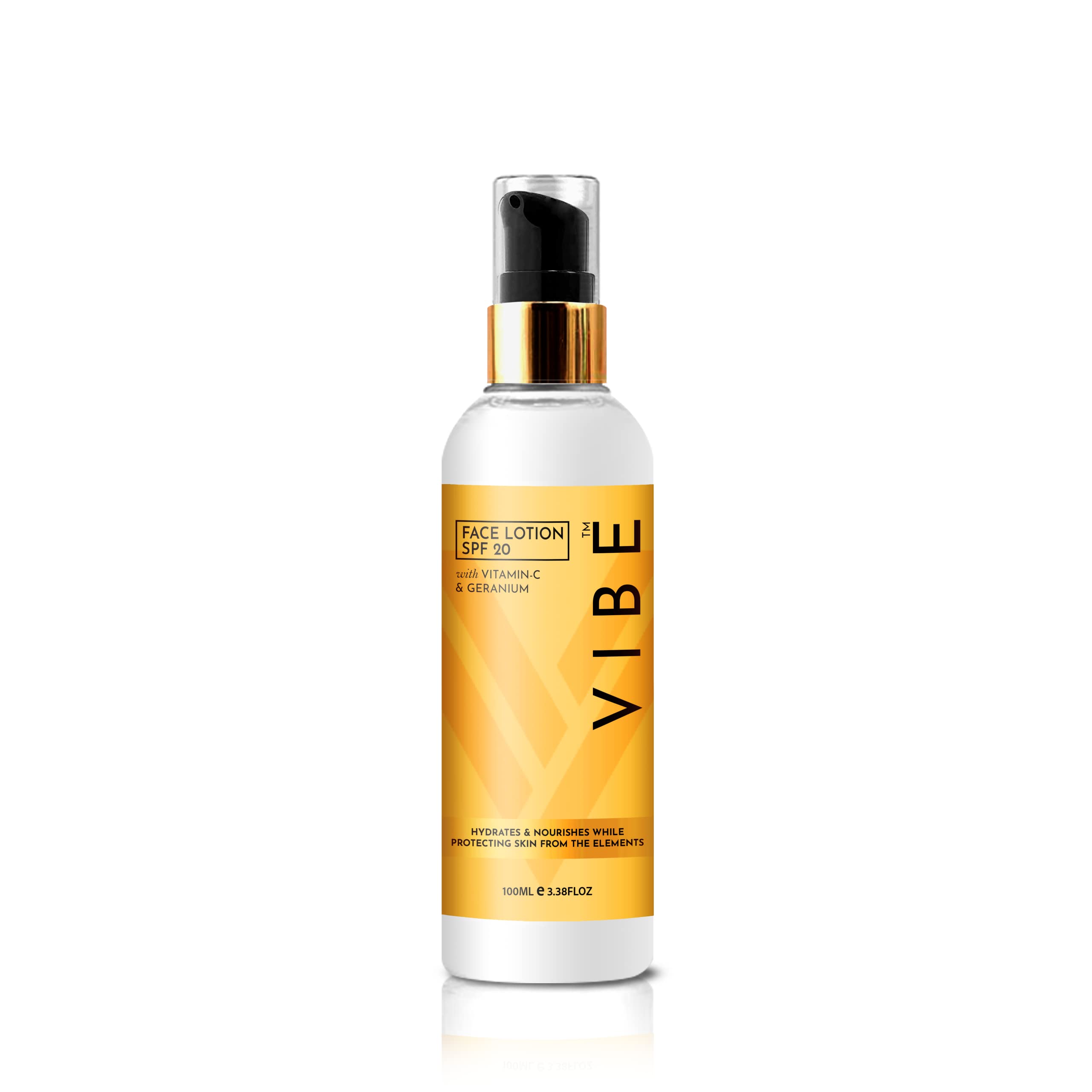 VIBESS Brightening Face Lotion with SPF 20 | Vitamin C & Geranium Moisturizer for Dry Skin | 100ml Hydrating Cream for Women & Men | Natural UV Protection & Skin Nourishment | Perfect for Daily Skincare & Sun Defense