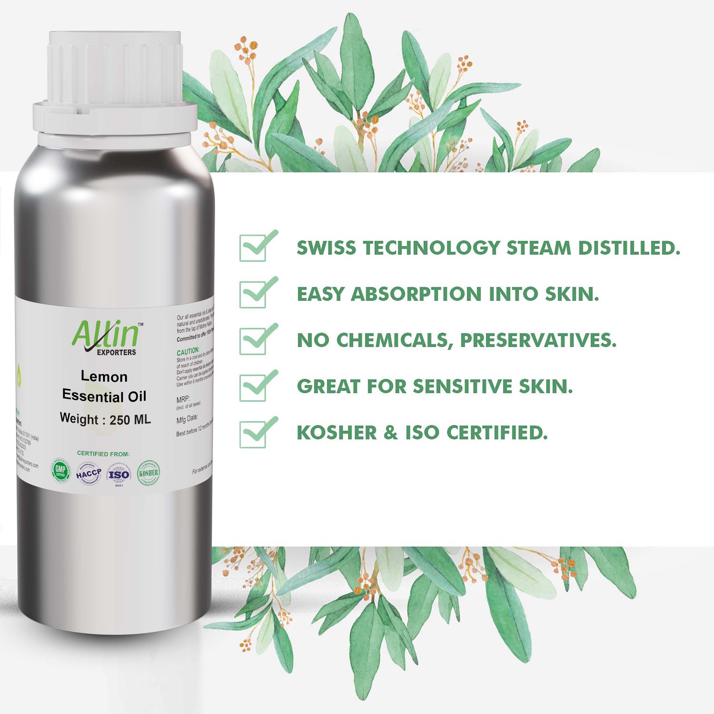 100% Pure & Natural Therapeutic Grade Lemon Essential Oil for Skin, Face, Hair Care - Aromatherapy, Diffuser, DIY Cleaning, Soap & Candle Making (8.45 fl oz) - Perfect for Relaxation, Stress Relief & Home Fragrance